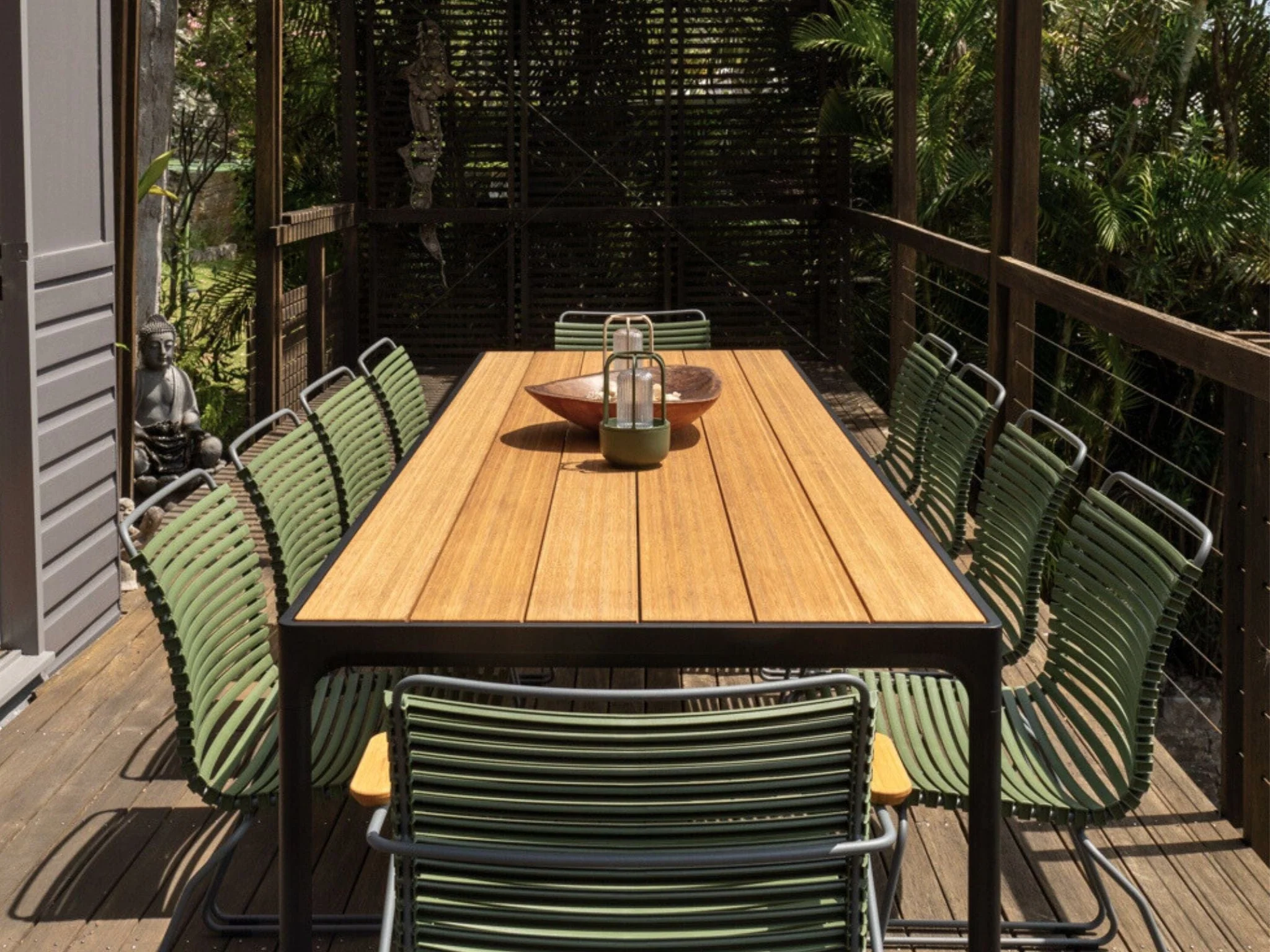 8 Seater Click & Four Outdoor Dining Set - Olive Green - Image 8