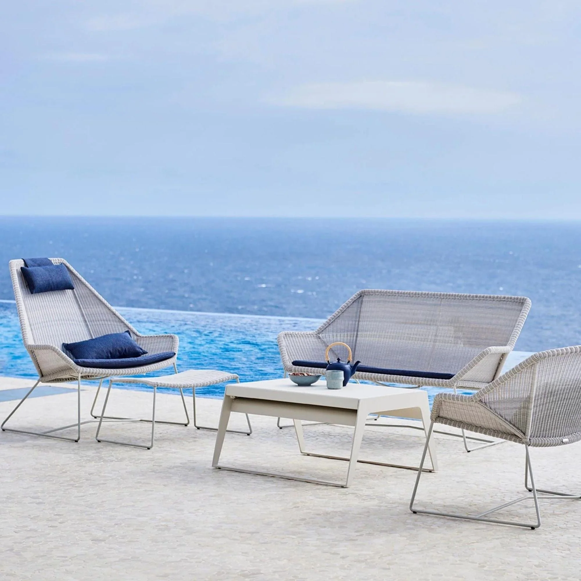 Breeze Footstool - White Grey - Image 2