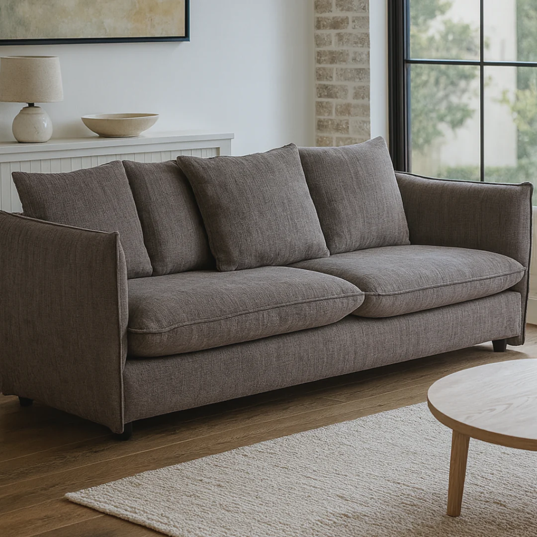 Camden 3 Seater Sofa Silver Fabric Upholstery - Image 3