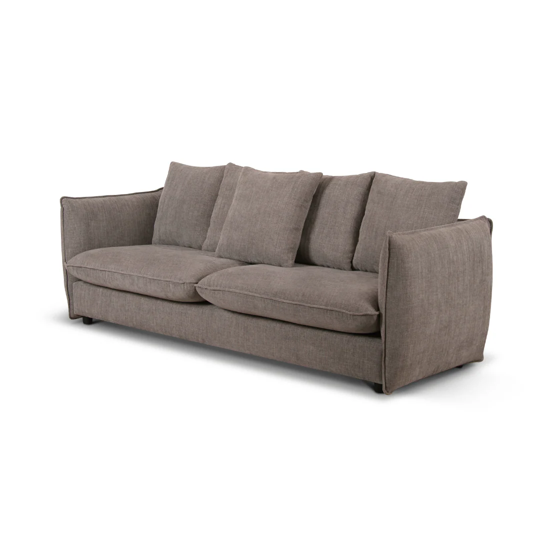 Camden 3 Seater Sofa Silver Fabric Upholstery - Image 4