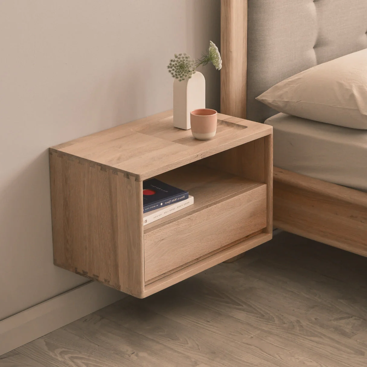 Circa Floating Bedside Left (Right Groove) - European Oak - Image 2
