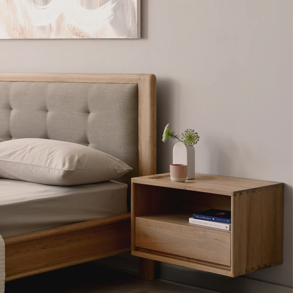 Circa Floating Bedside Right (Left Groove)- European Oak - Image 4