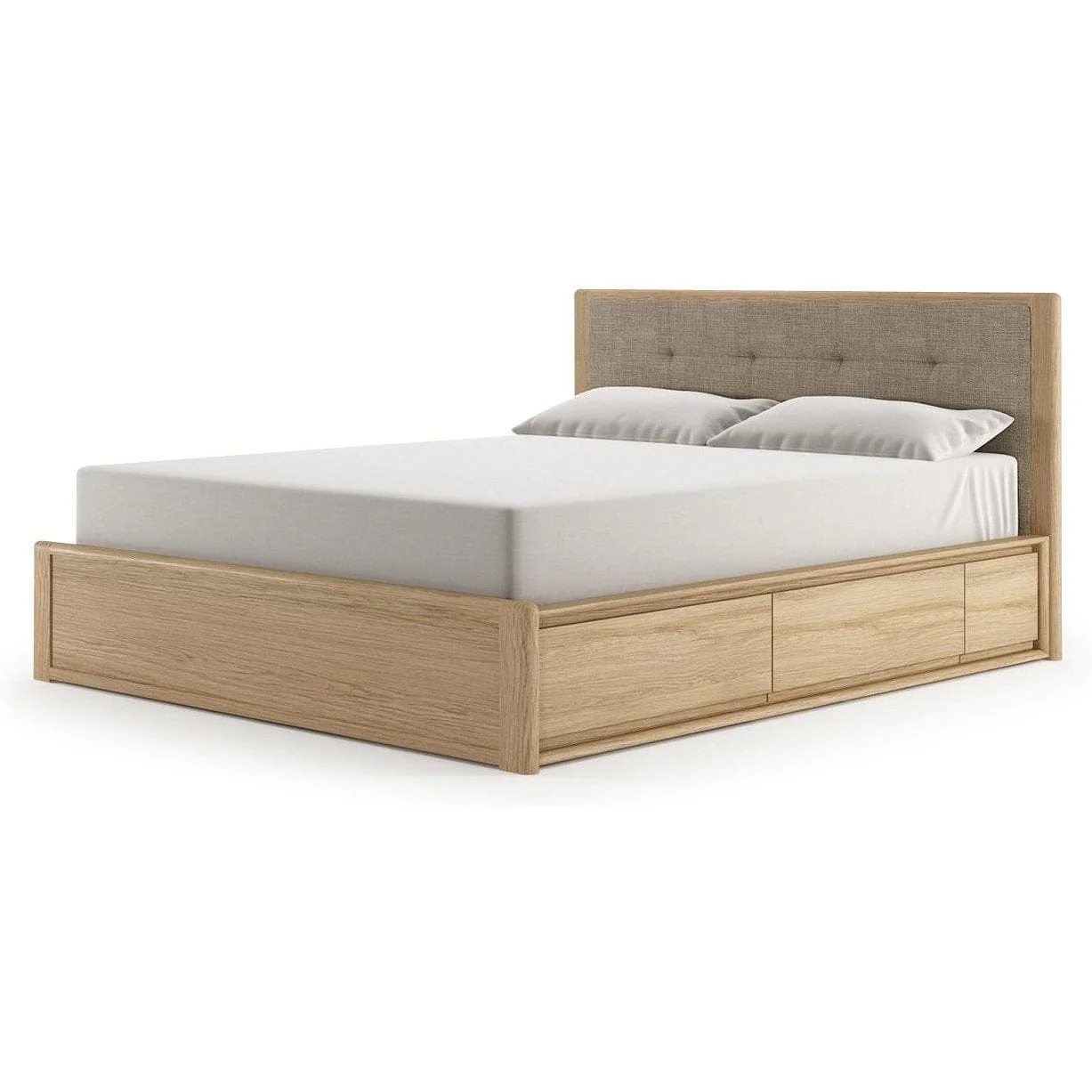 Circa Queen Bed with Fabric Headboard - European Oak
