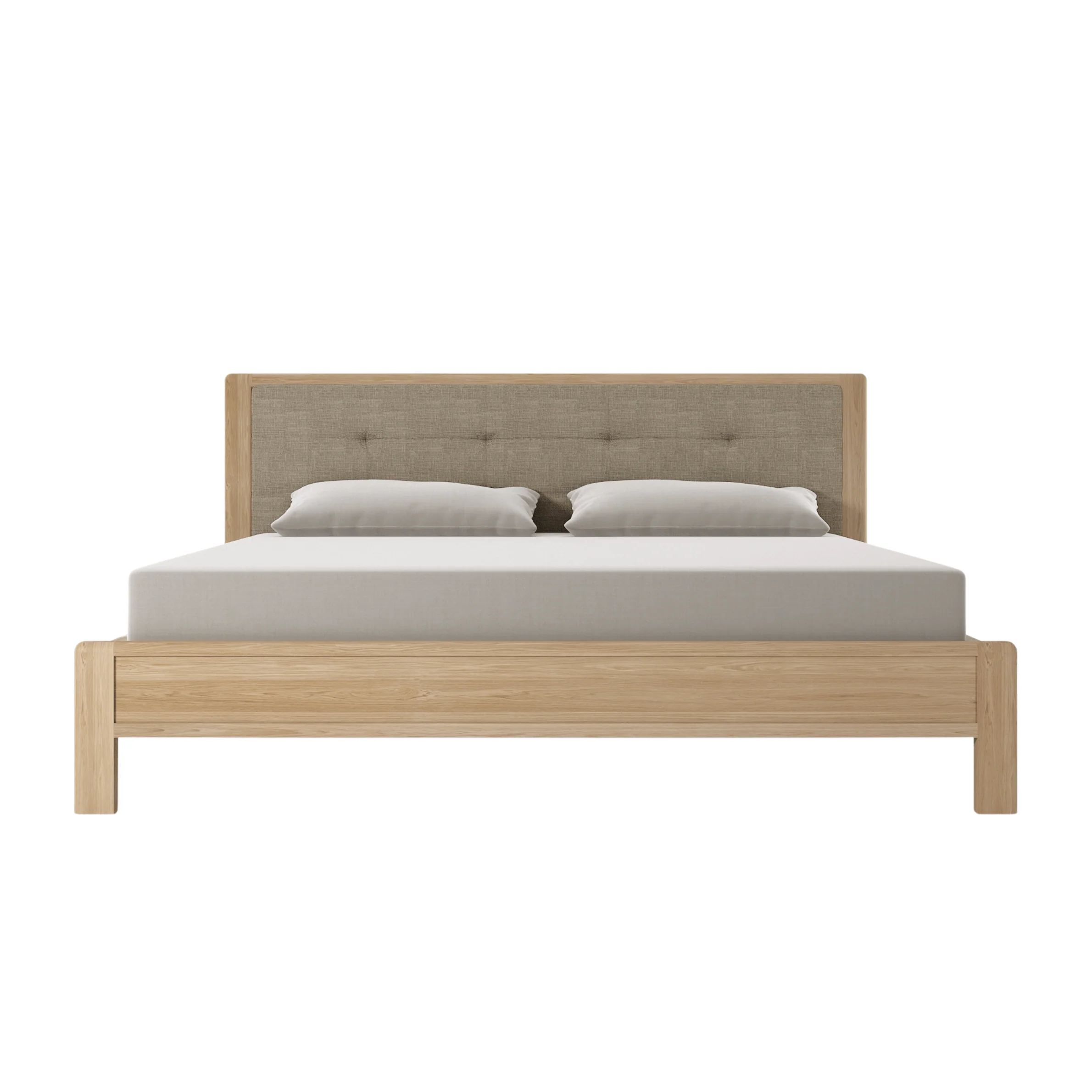 Circa Queen Bed without Storage - European White oak and fabric Headboard - Image 3