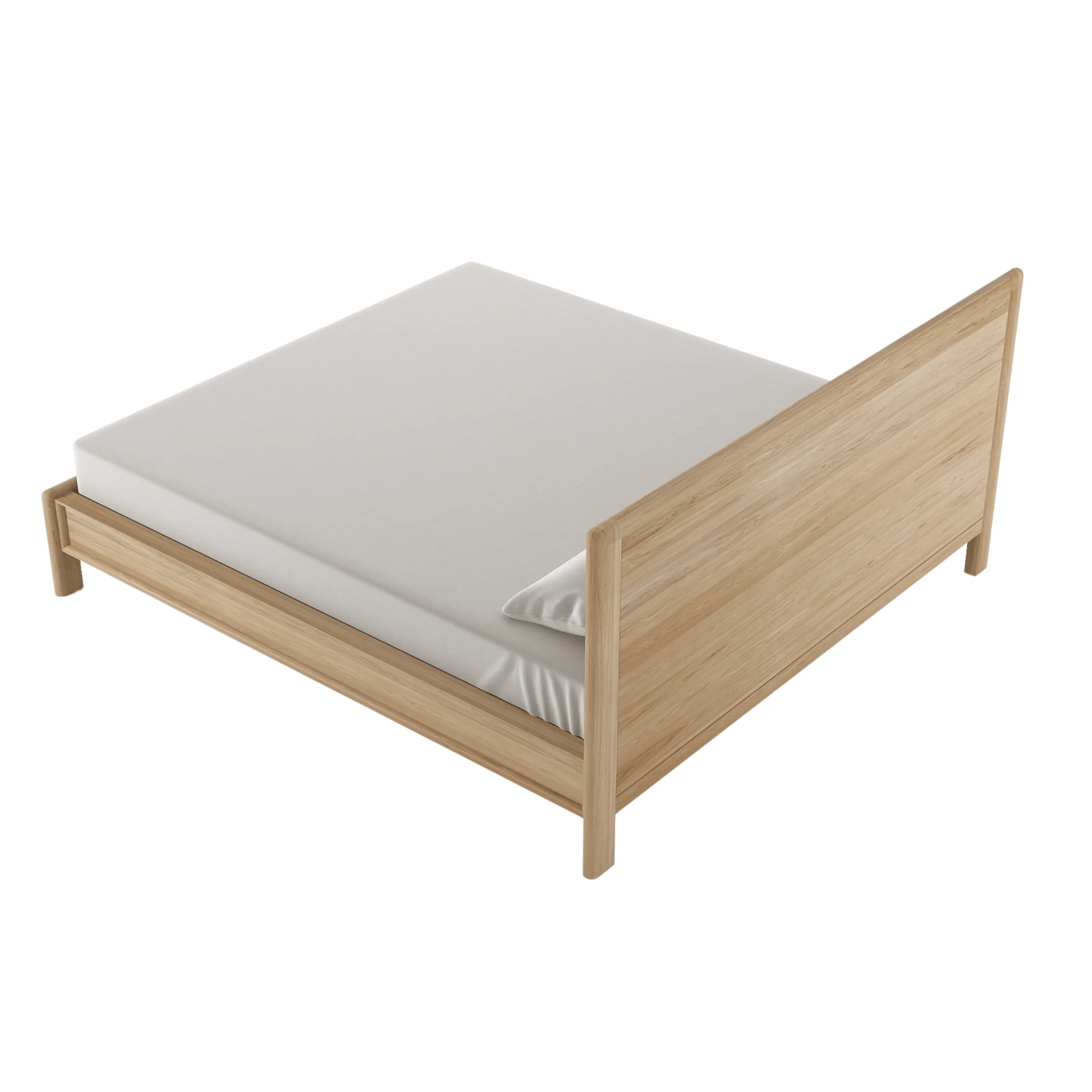 Circa Queen Bed without Storage - European White oak and fabric Headboard - Image 7