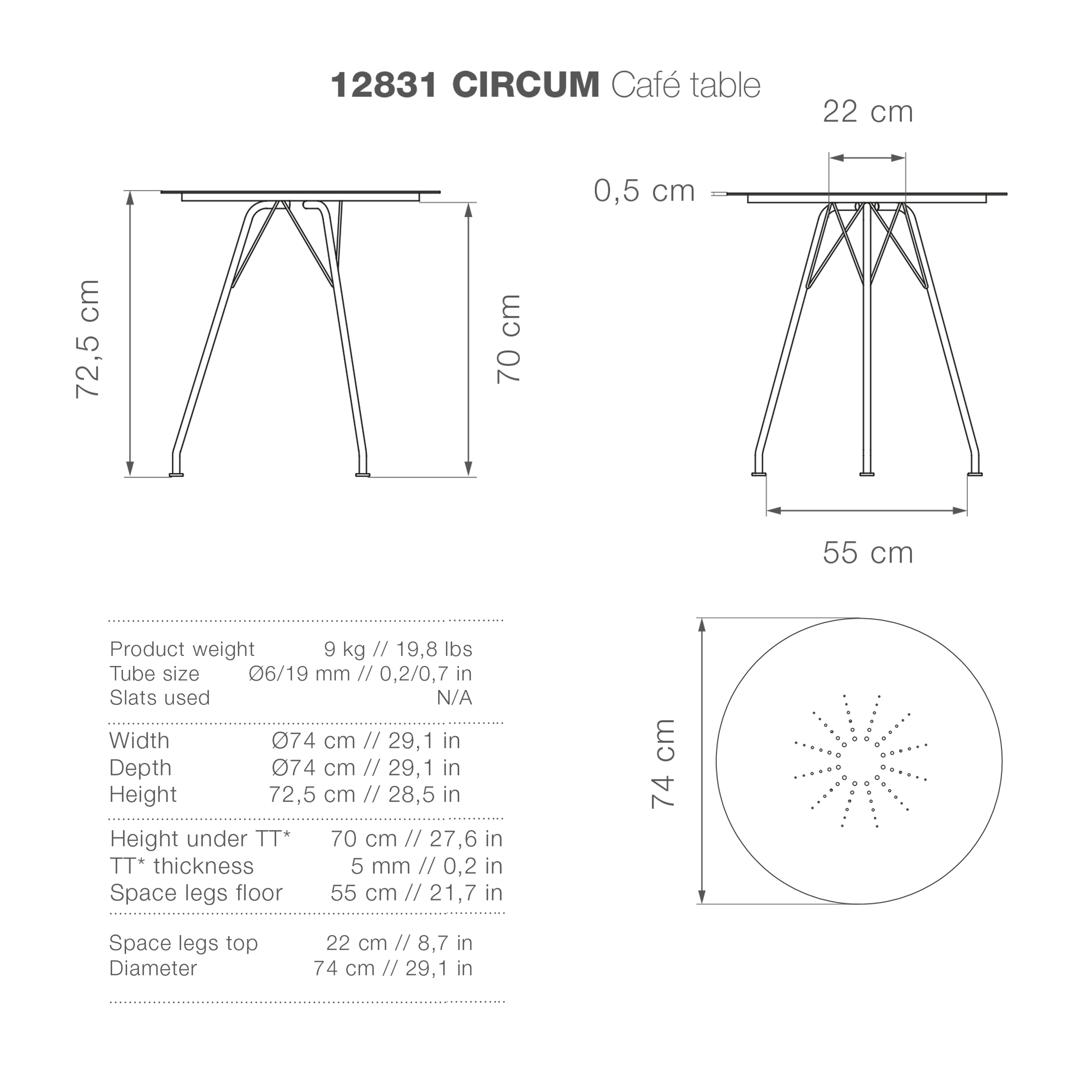 Circum Table - Aluminum | Black 74(CM) - Image 9