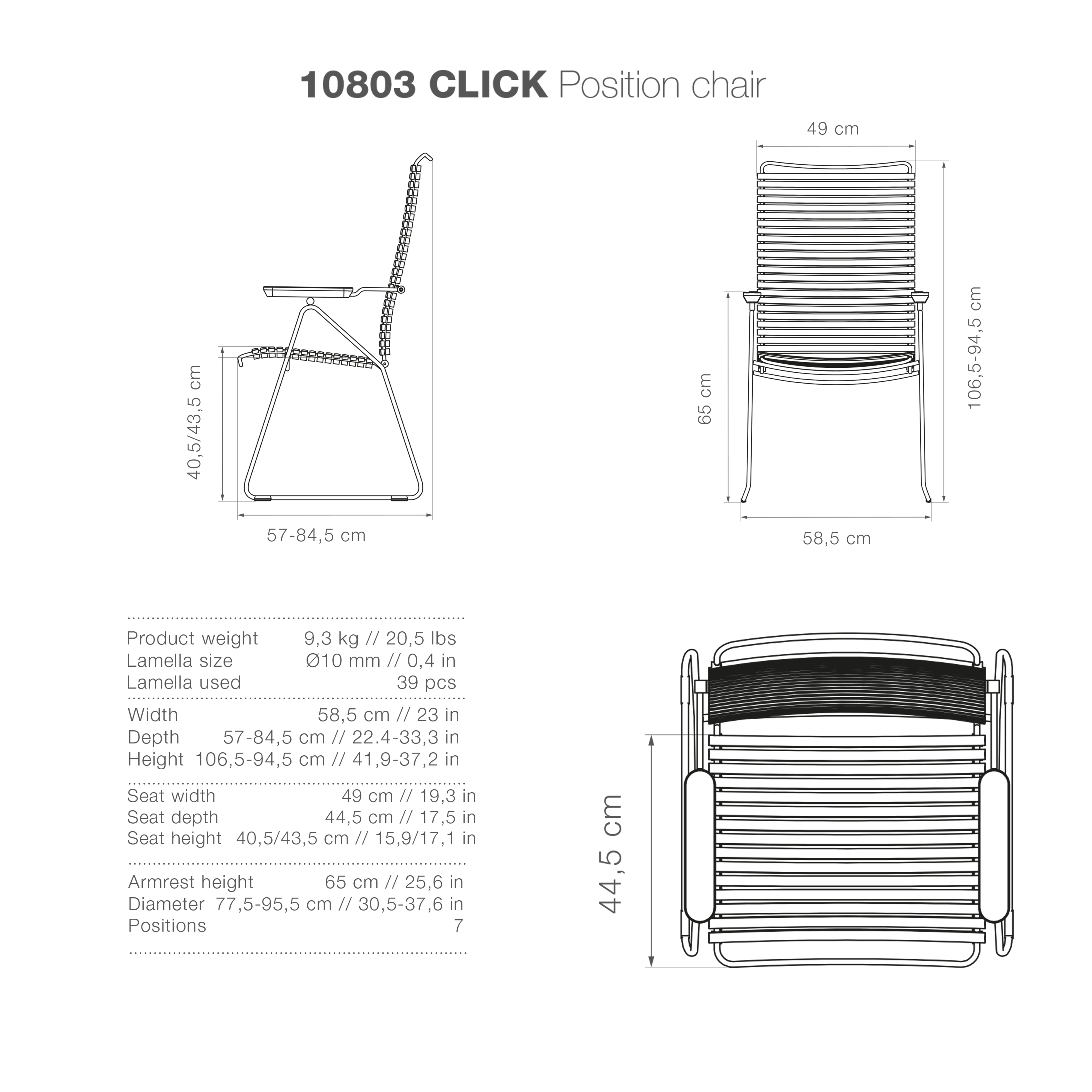 Click Adjustable Chair - Black - Image 8