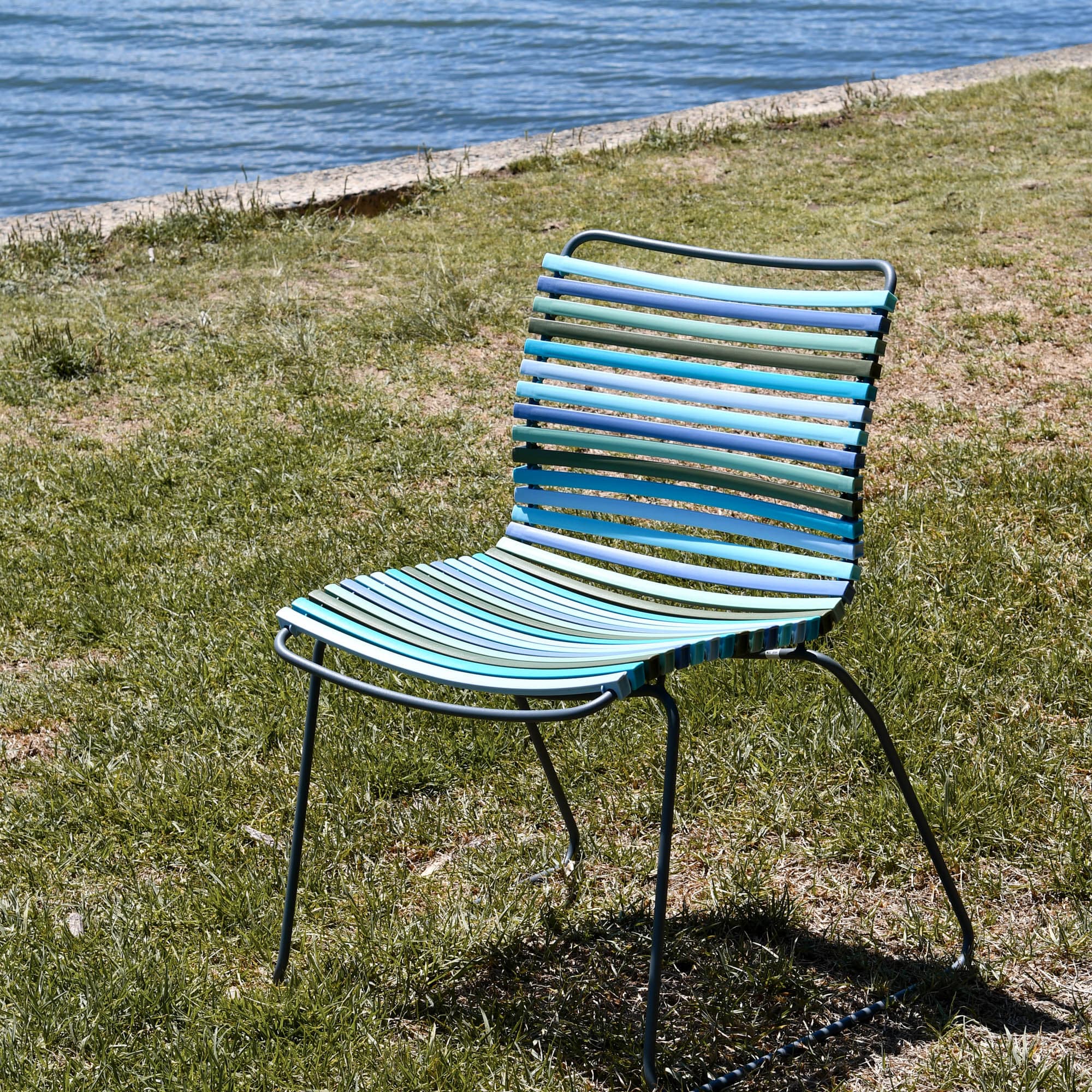 Click Dining Chair (No Arms) - Multicolour Blue Stripe - Image 2
