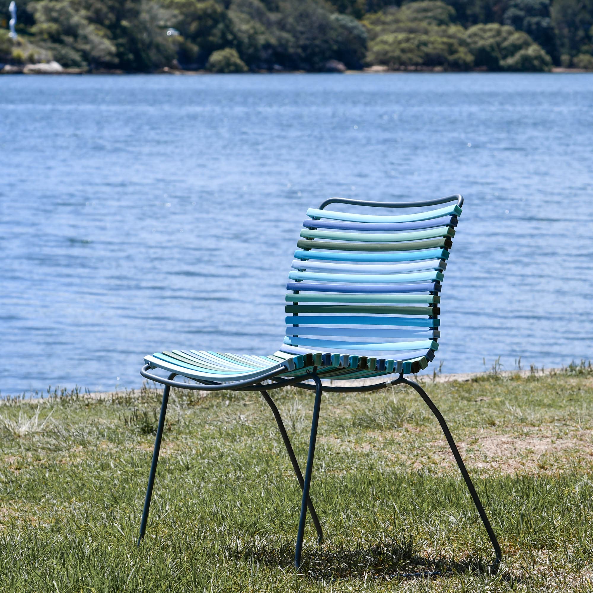 Click Dining Chair (No Arms) - Multicolour Blue Stripe - Image 4