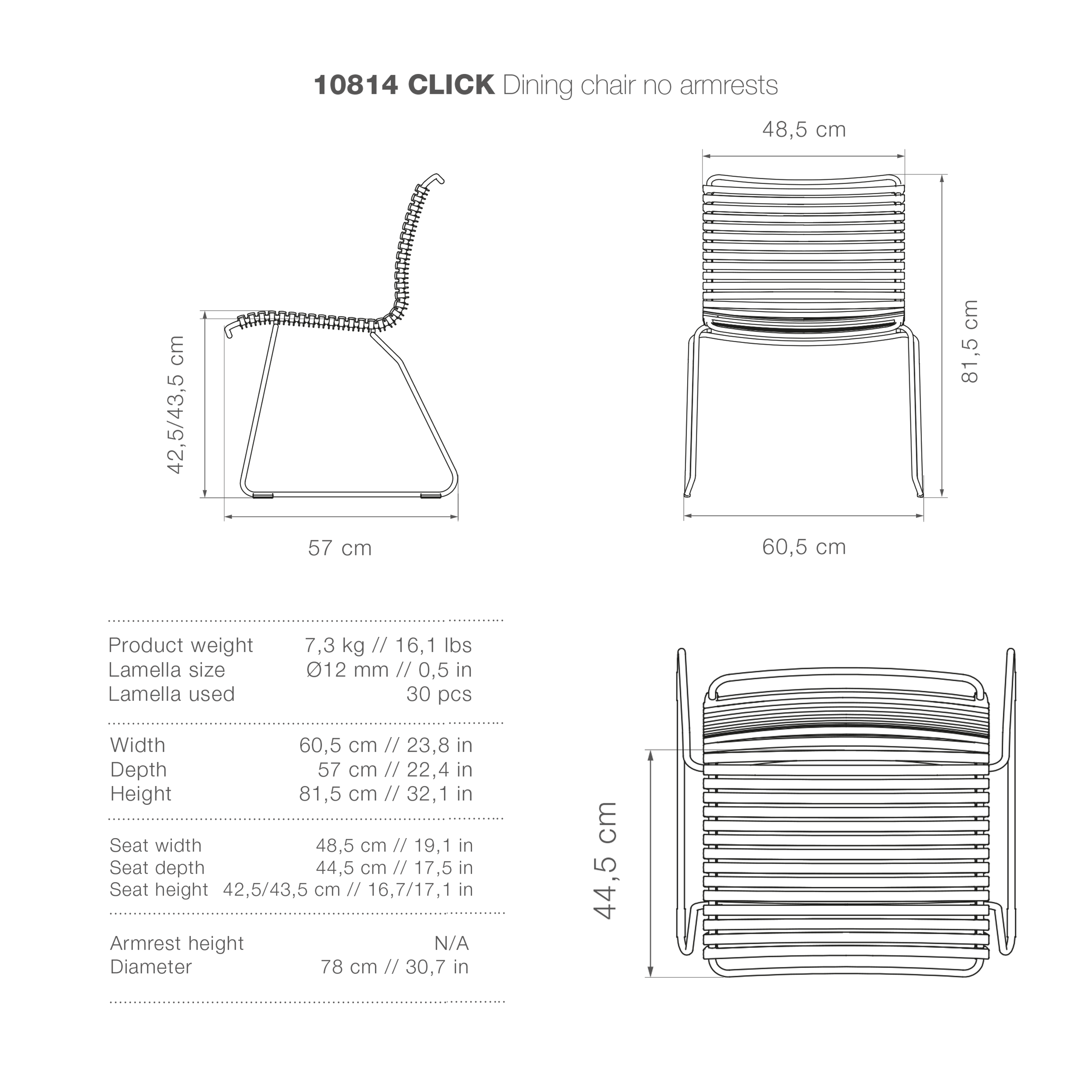 Click Dining Chair (No Arms) - Multicolour Blue Stripe - Image 7