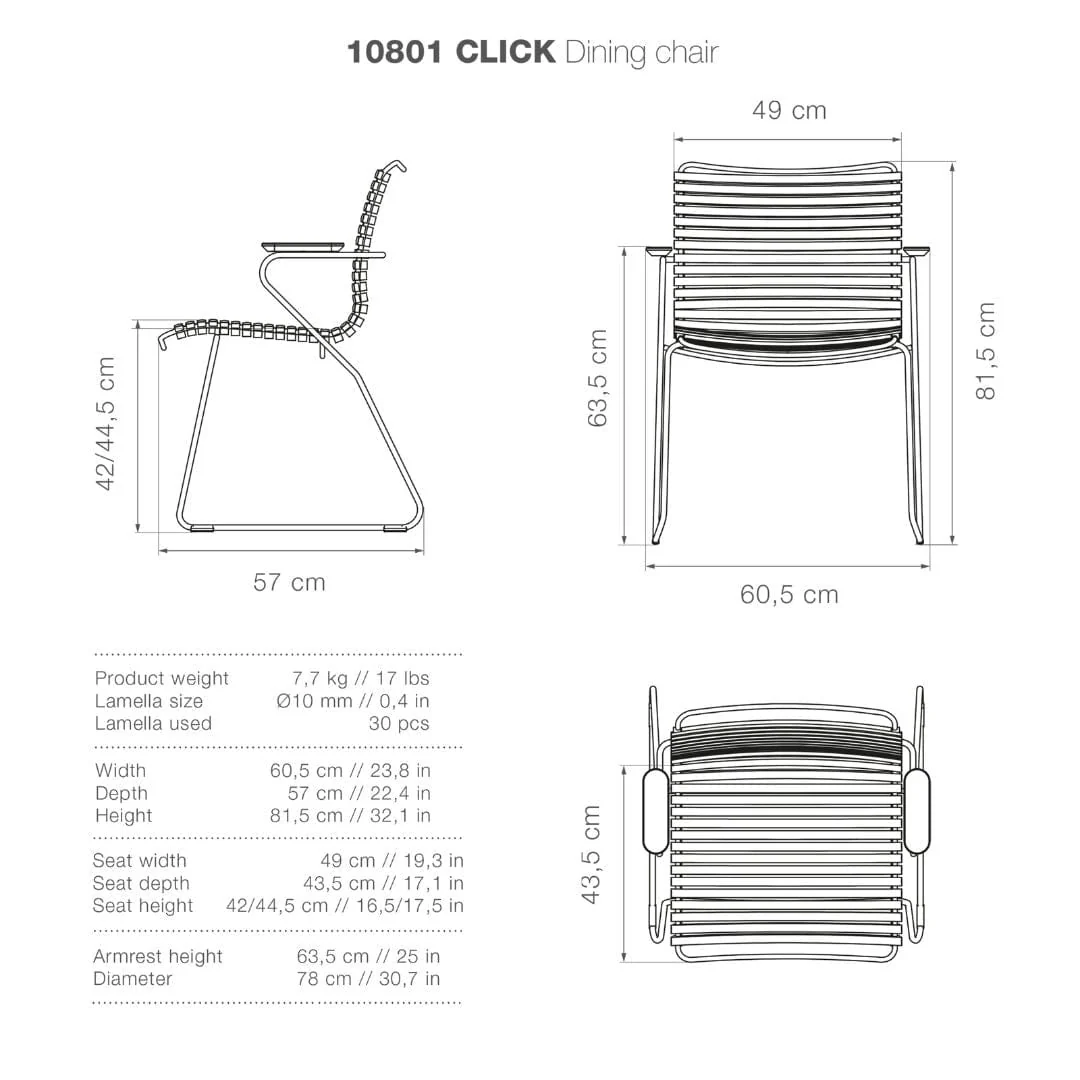 Click Dining Chair (With Armrest) - Muted White - Image 4