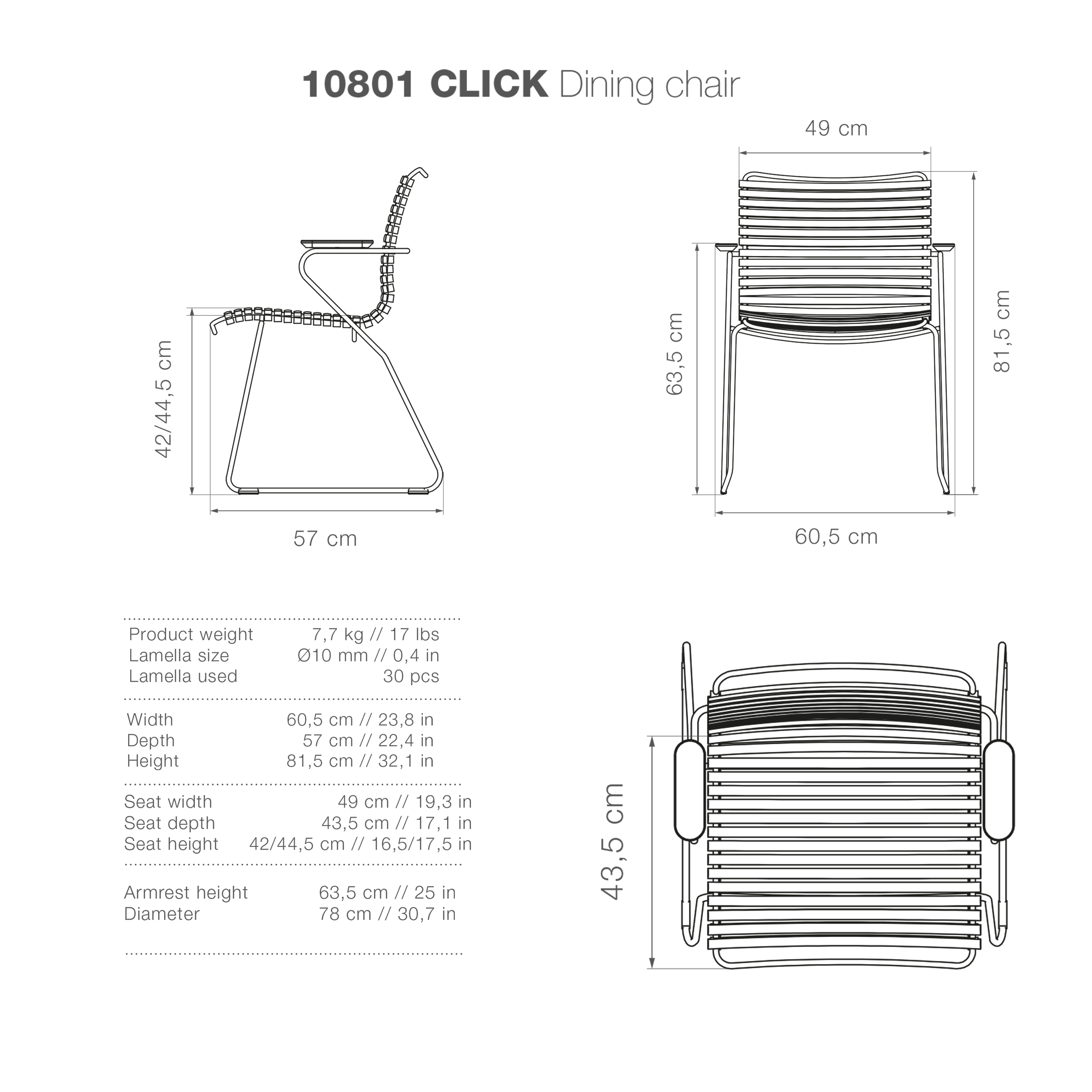 Click Dining Chair (With Armrest) - Olive Green - Image 10