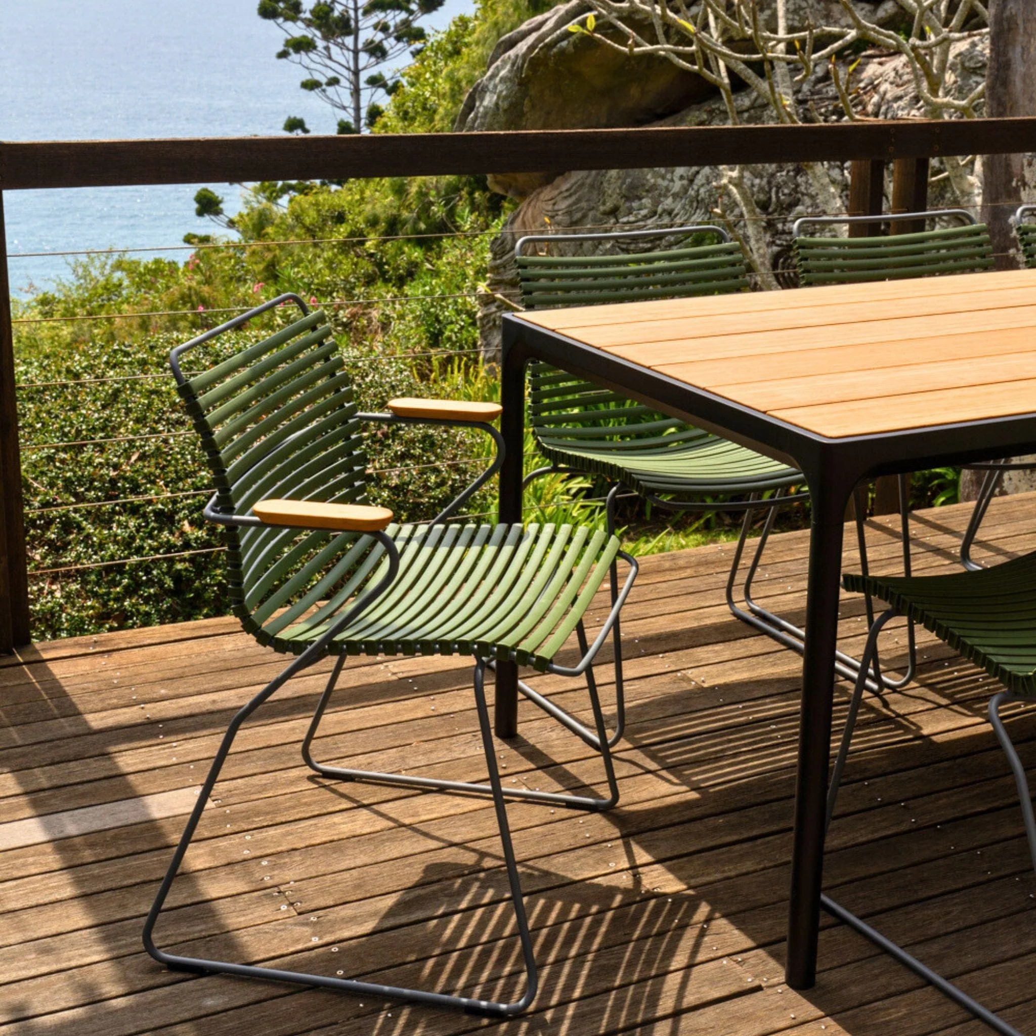 Click Dining Chair (With Armrest) - Olive Green - Image 3