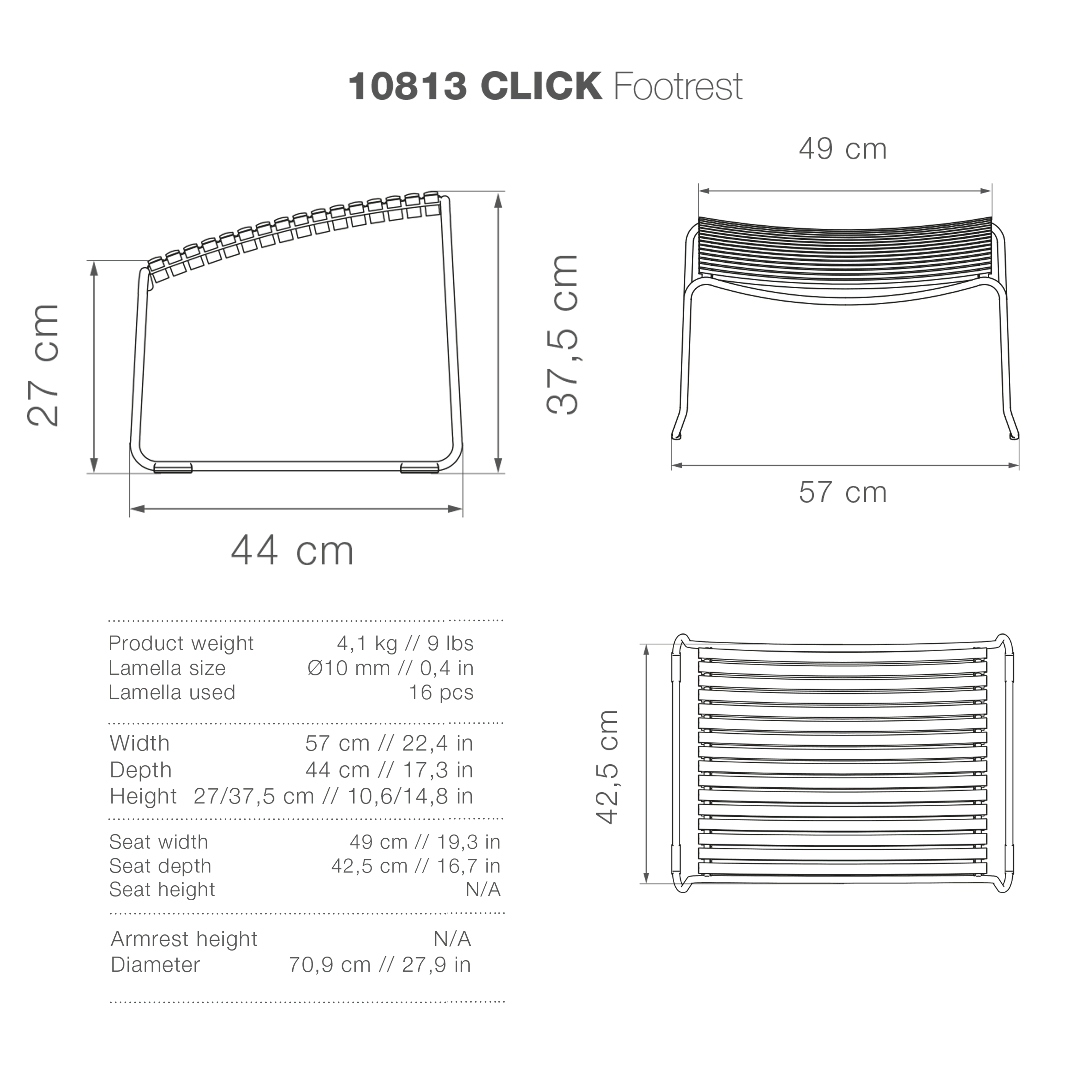 Click Footrest - Dark Grey - Image 4