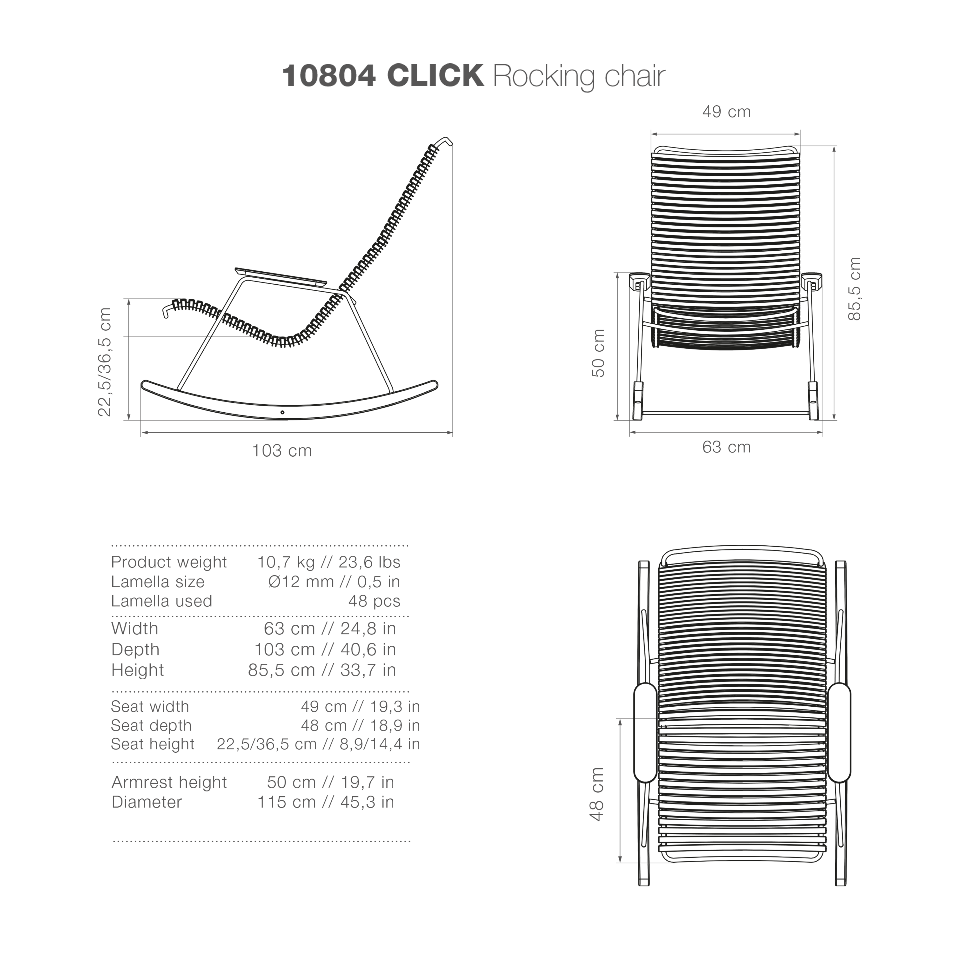 Click Rocking Chair - Dark Grey - Image 4