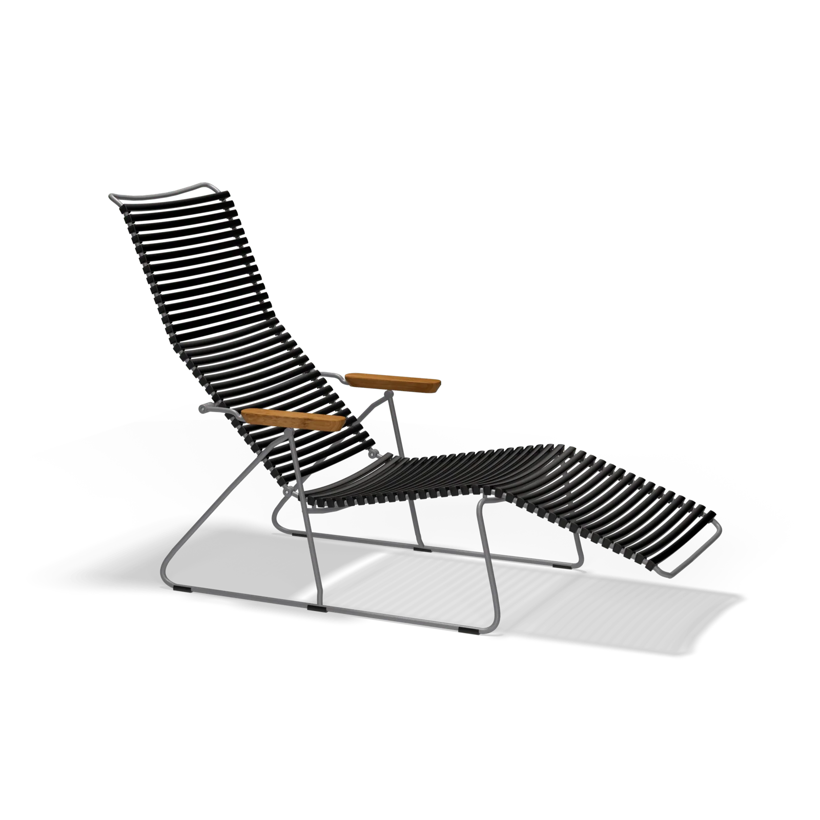 Click Sunlounger with Armrest- Black
