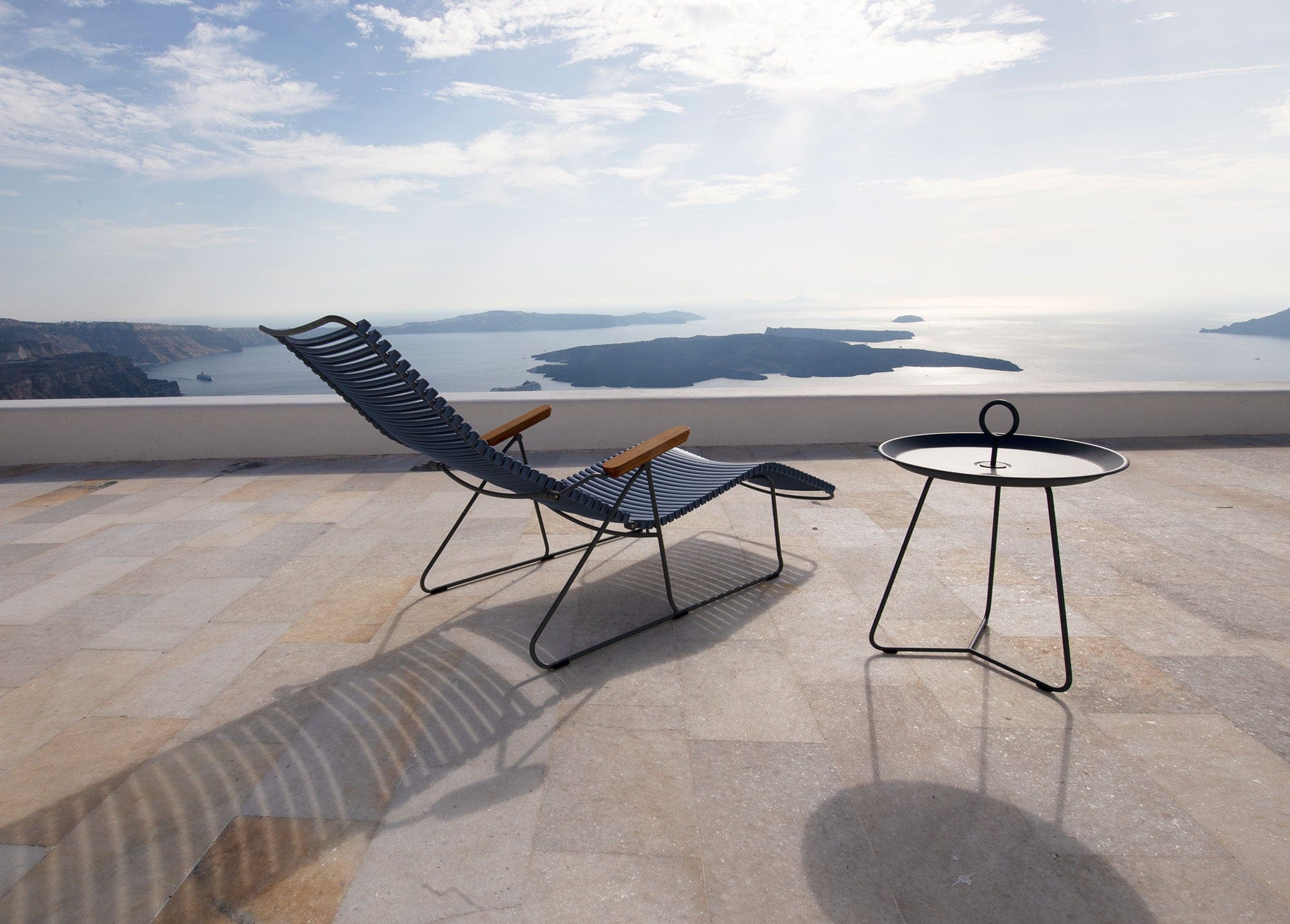 Click Sunlounger with Armrest- Multicolour Blue Stripe - Image 3