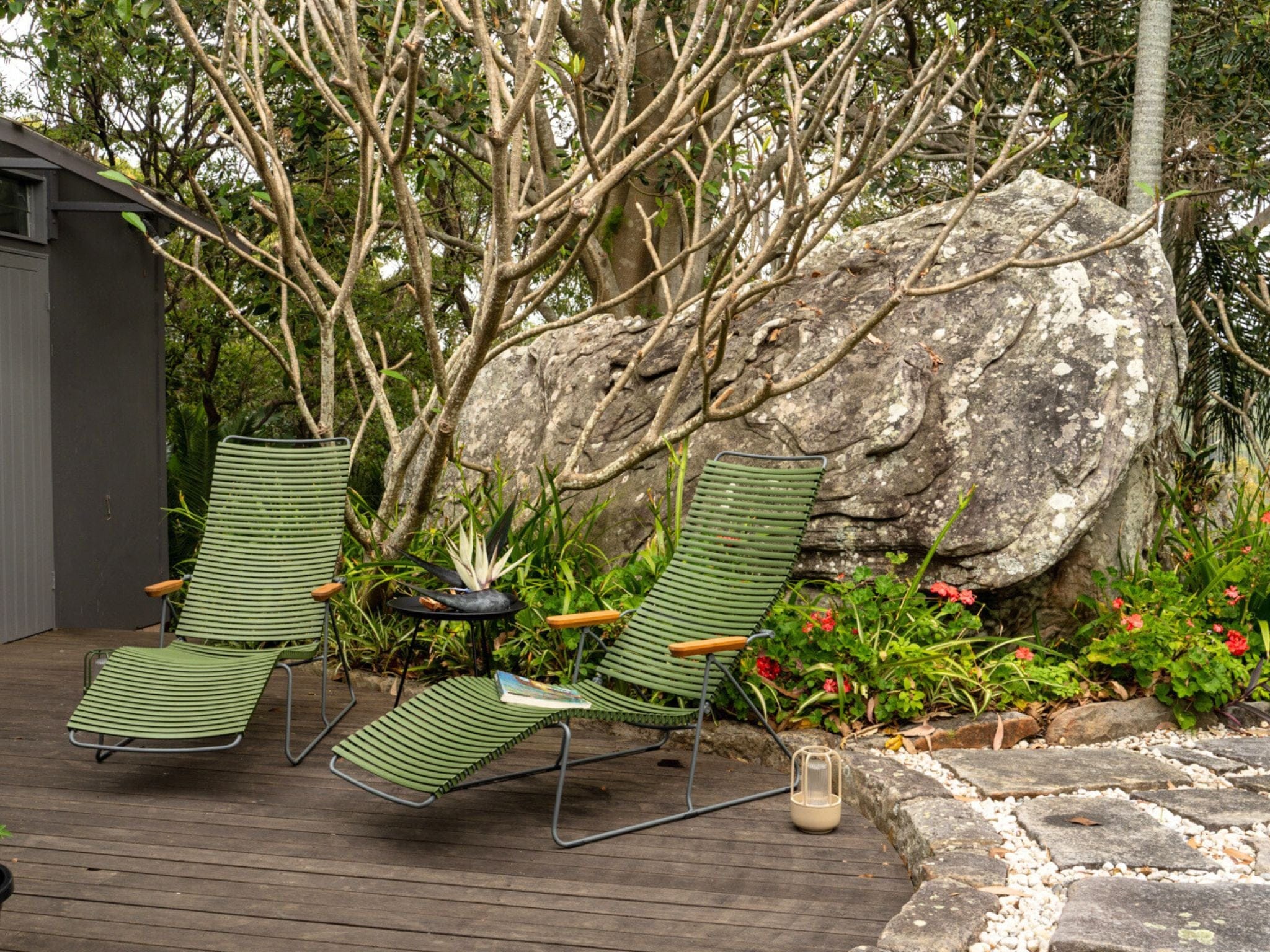Click Sunlounger with Armrest- Olive Green - Image 3