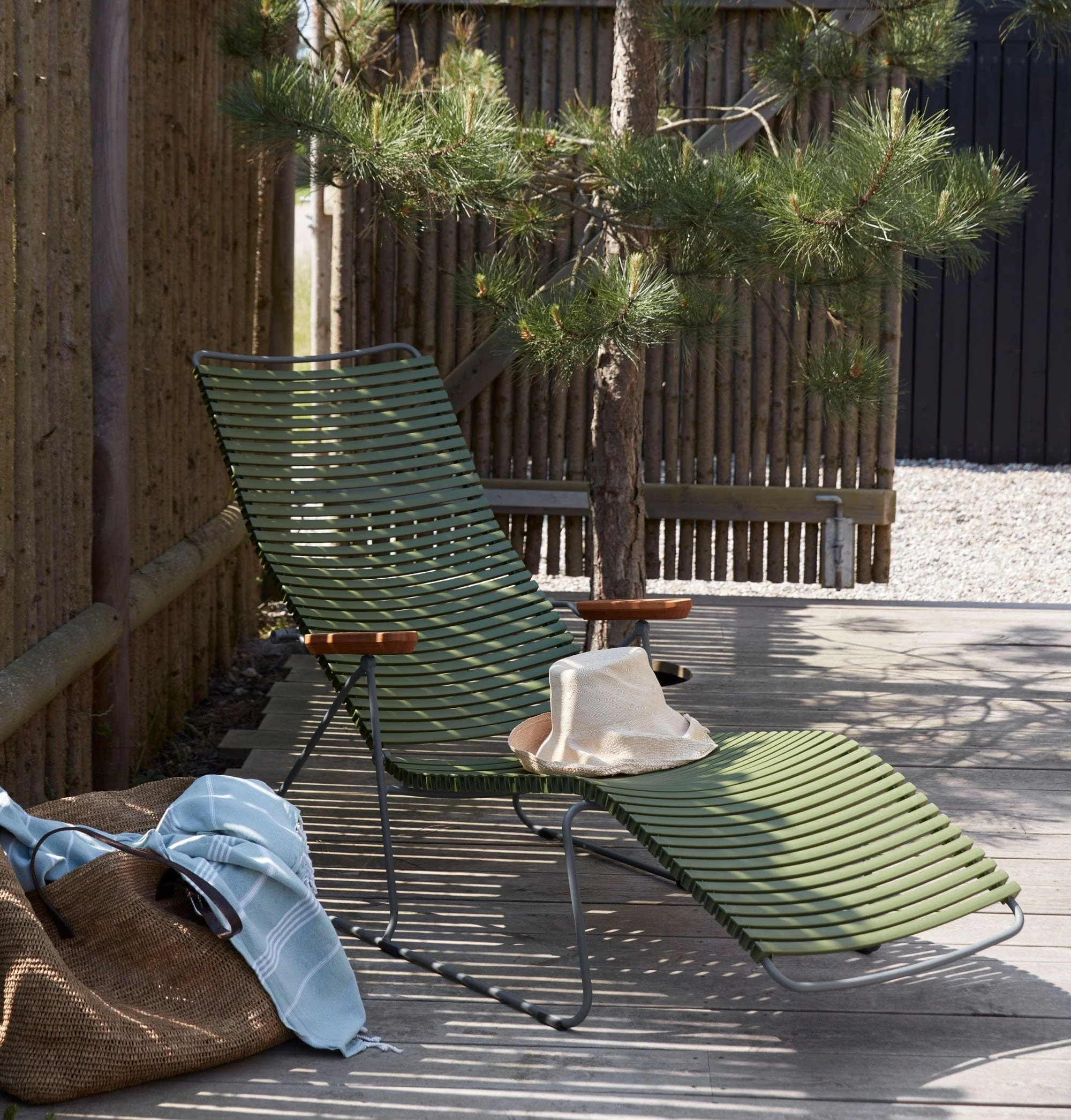 Click Sunlounger with Armrest- Olive Green - Image 4