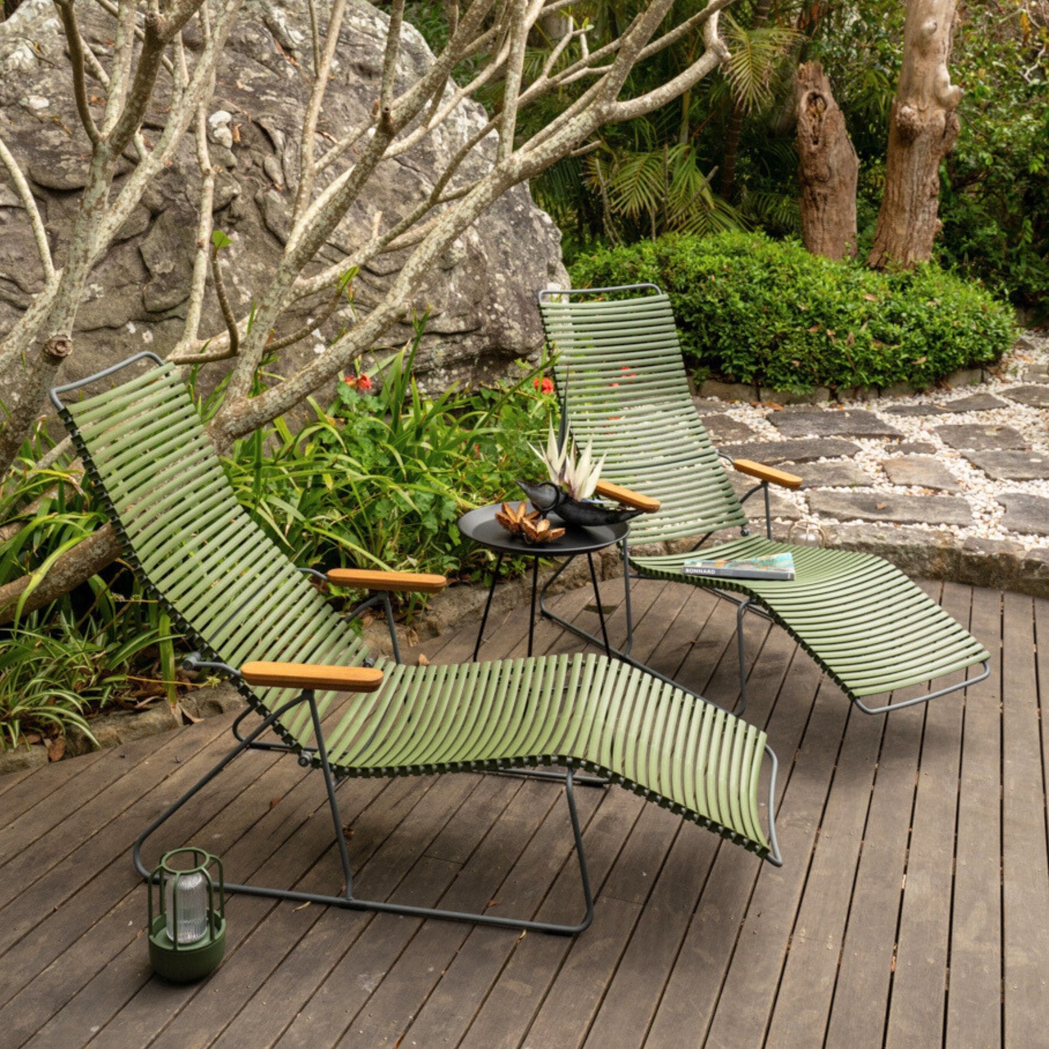 Click Sunlounger with Armrest- Olive Green - Image 5