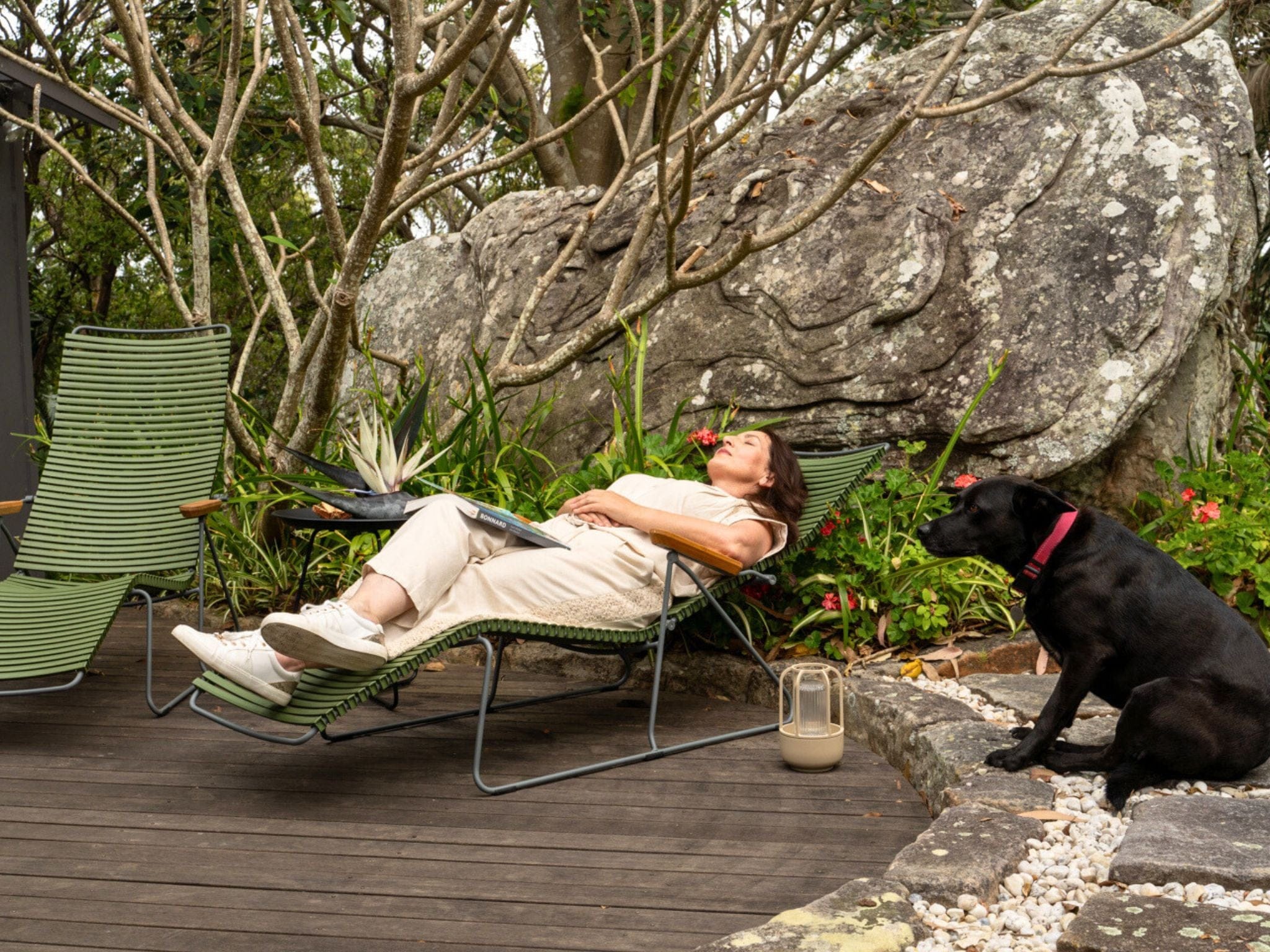 Click Sunlounger with Armrest- Olive Green - Image 7