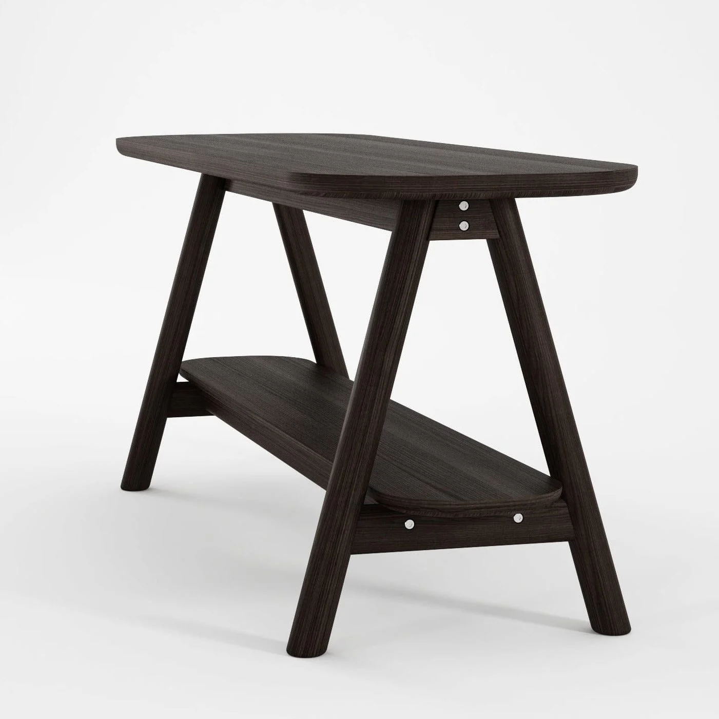 Curbus Oval Media Rack - White Ash Dark Stained - Image 4