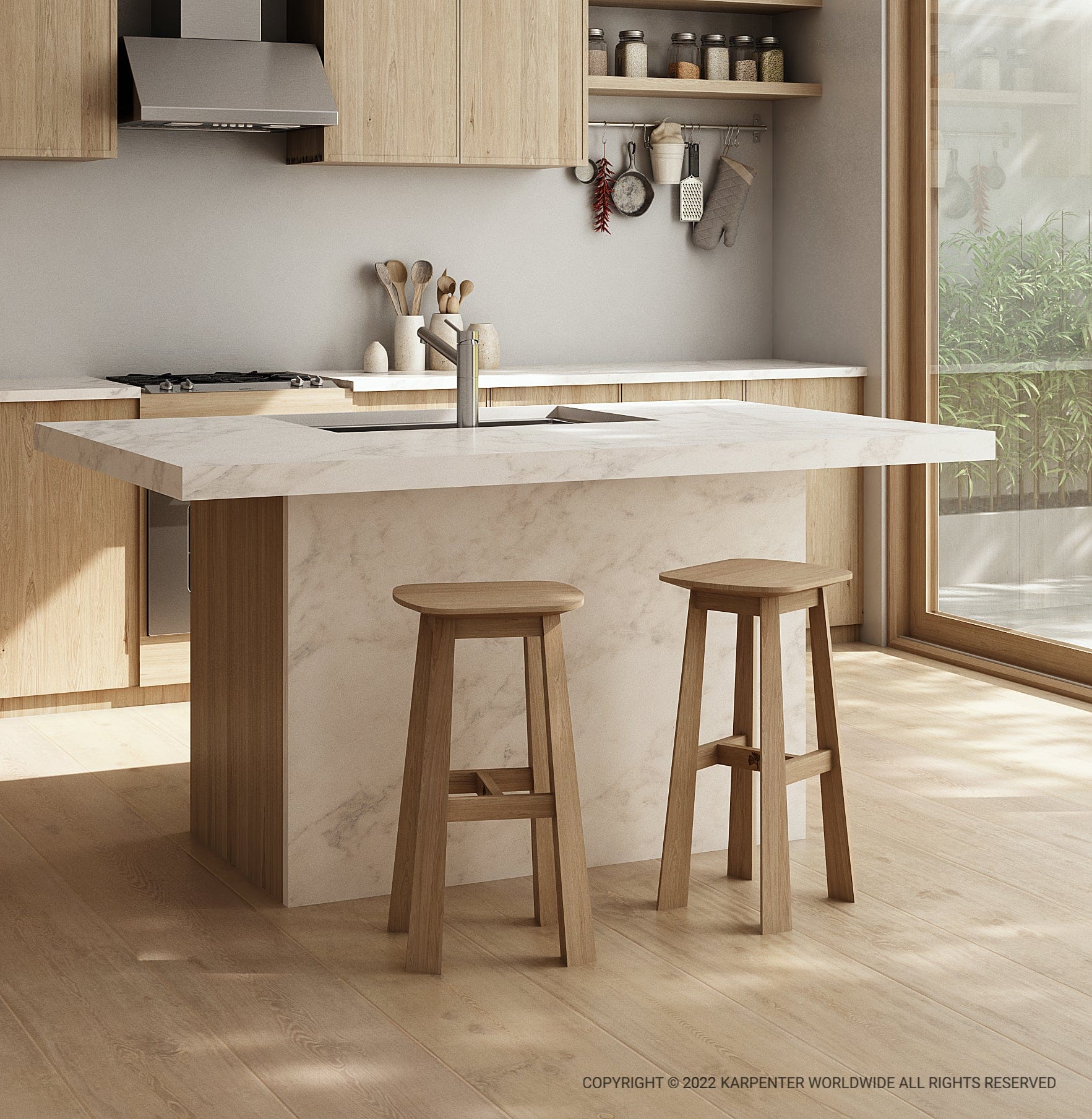 East Rectangular Counter Stool - European Oak - Image 6