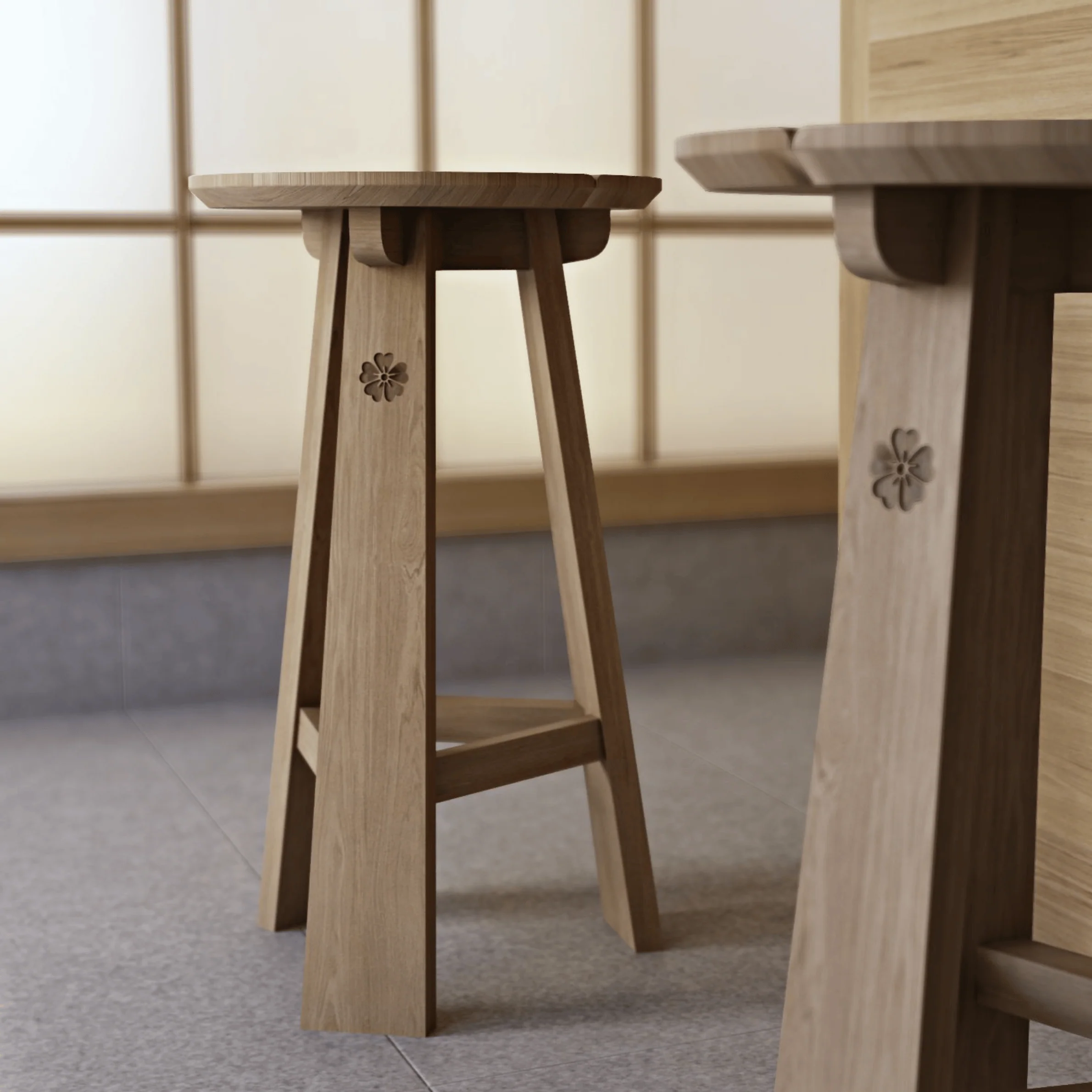 East Round Counter Stool - European Oak - Image 4