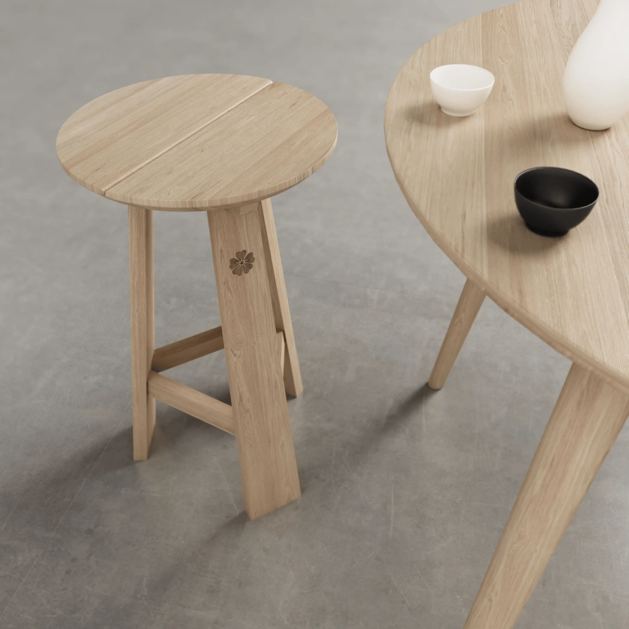 East Round Counter Stool - European Oak - Image 7