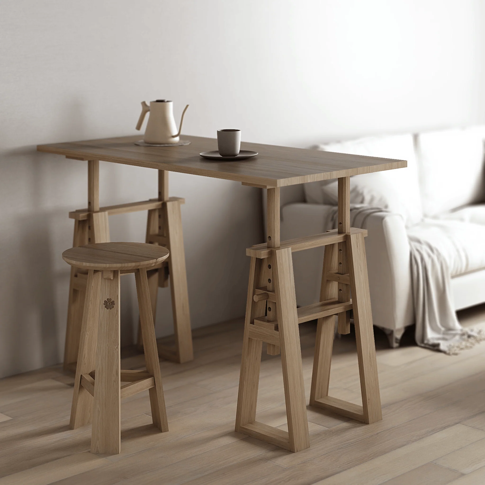 East Round Counter Stool - European Oak - Image 8