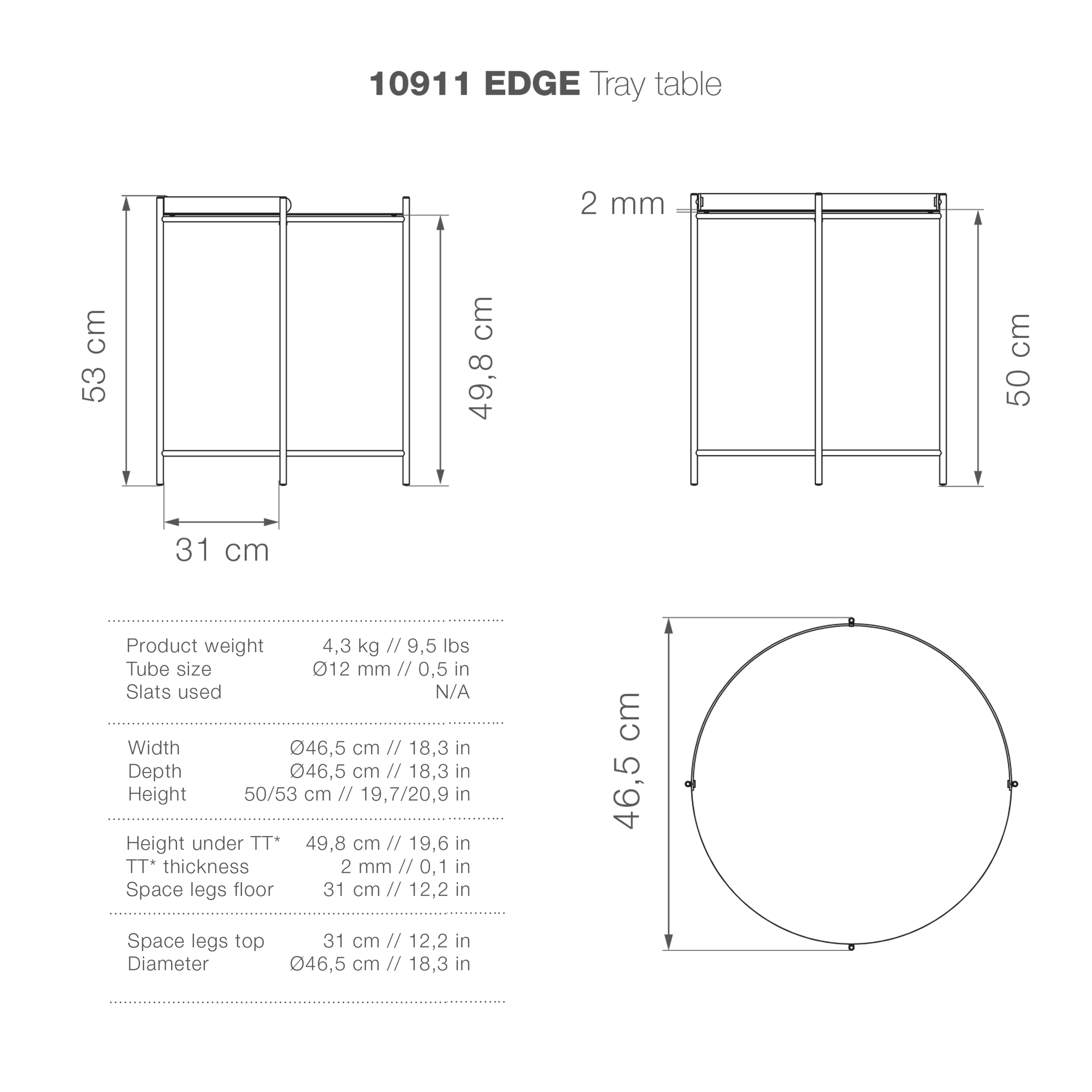 Edge Tray Table - Black Small - Image 5