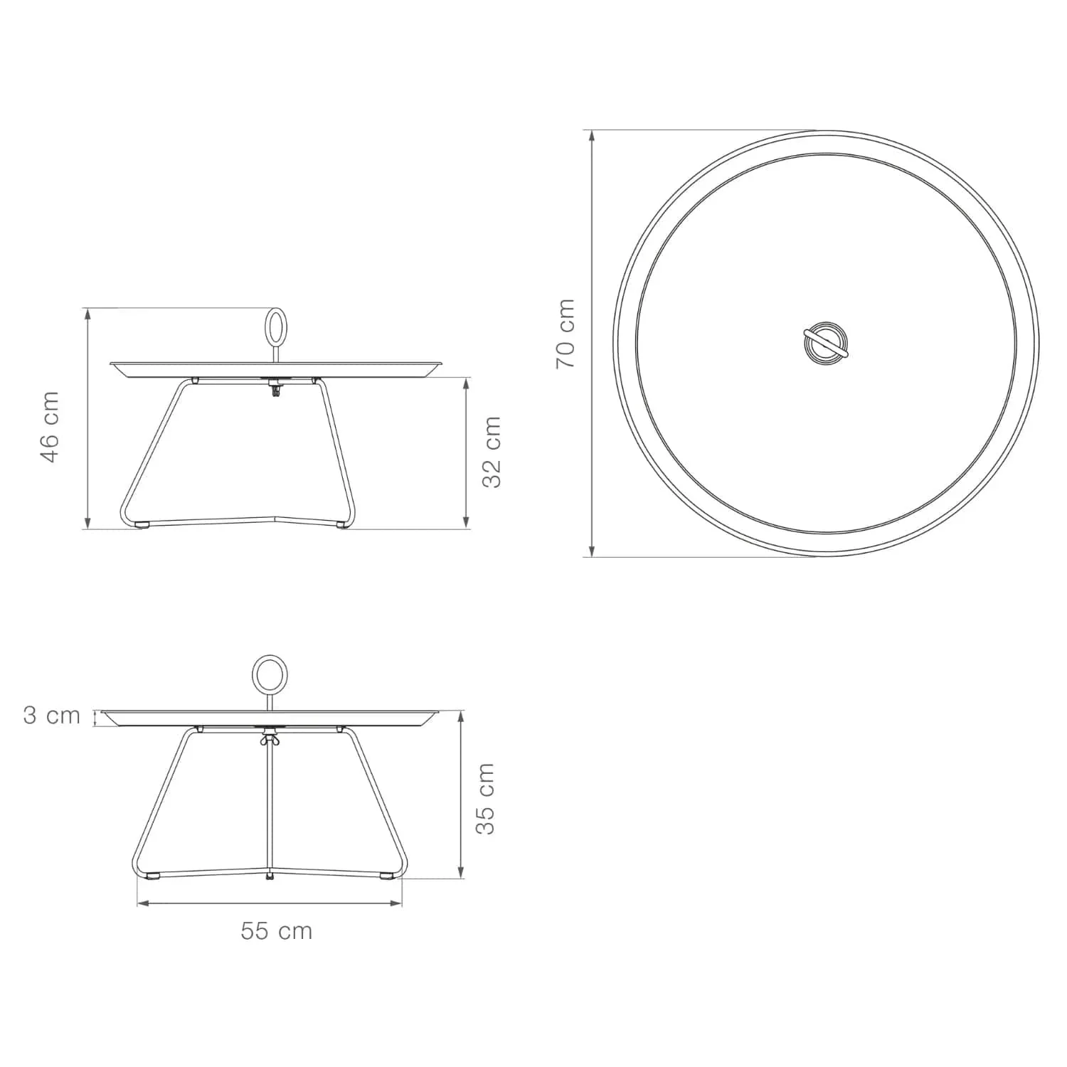 Eyelet Tray Table 70(CM) - Pine green Large - Image 3
