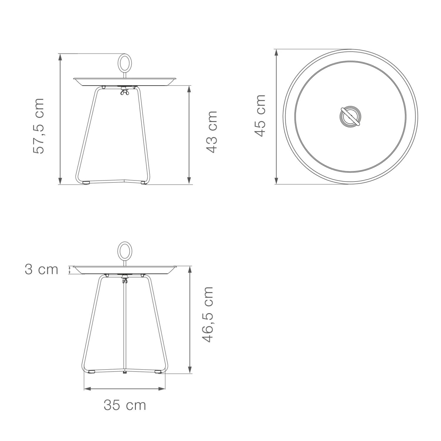 Eyelet Tray Table 45(CM) - Dark Grey Small - Image 2