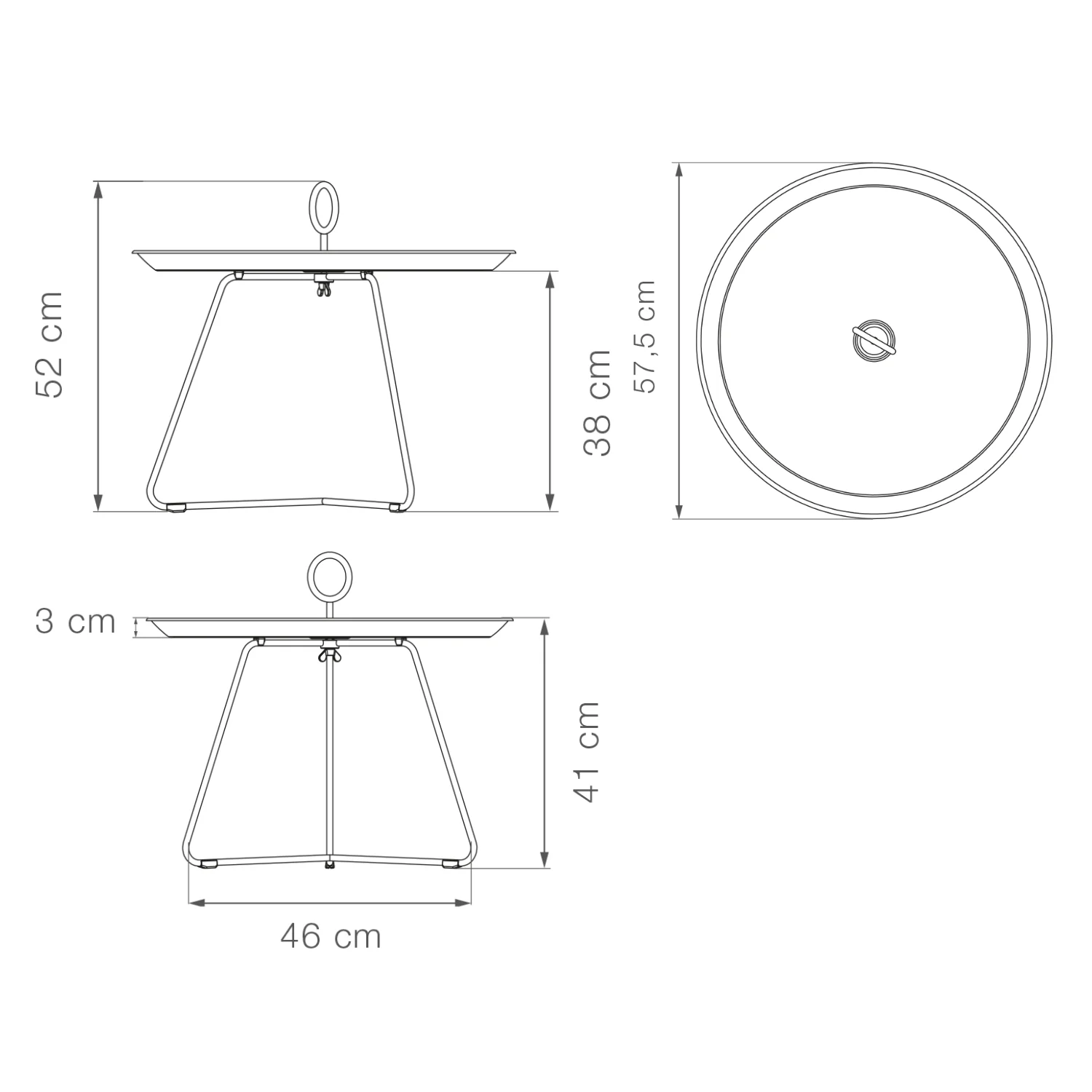 Eyelet Tray Table 60(CM) - Dark Grey Medium - Image 2