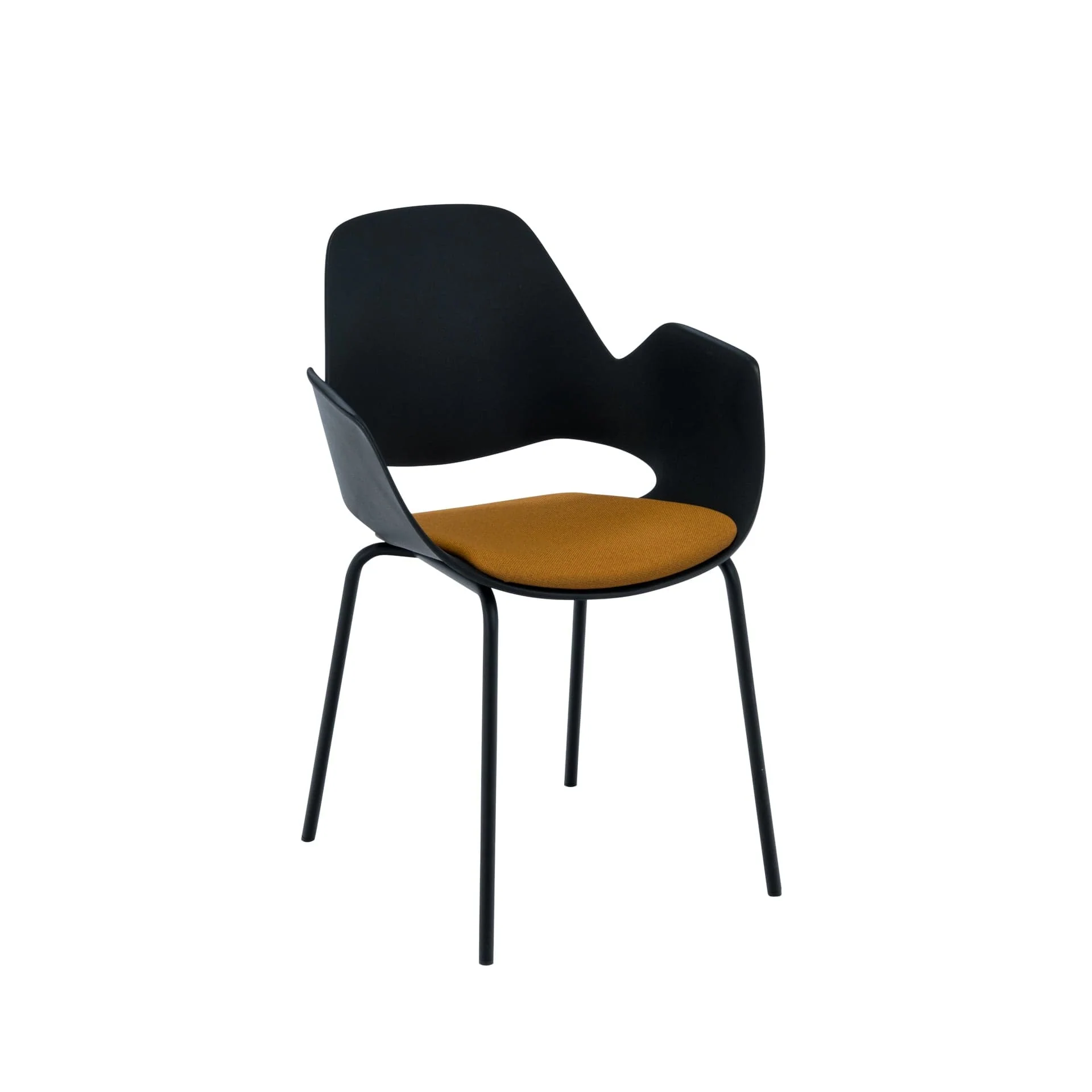 Falk Chair With Armrest - Tube Legs - Dark Yellow