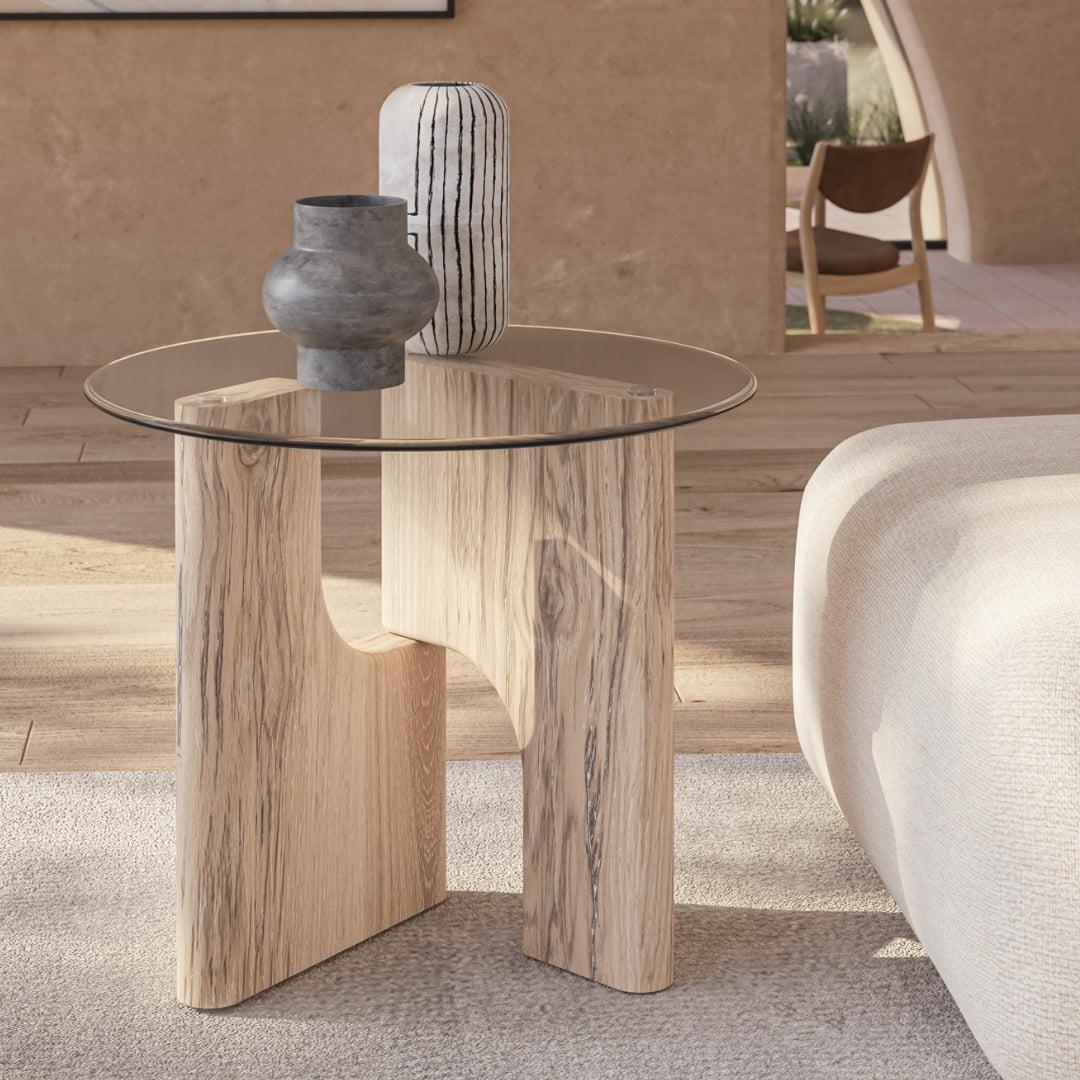Floema Side Table with glass top - Image 2