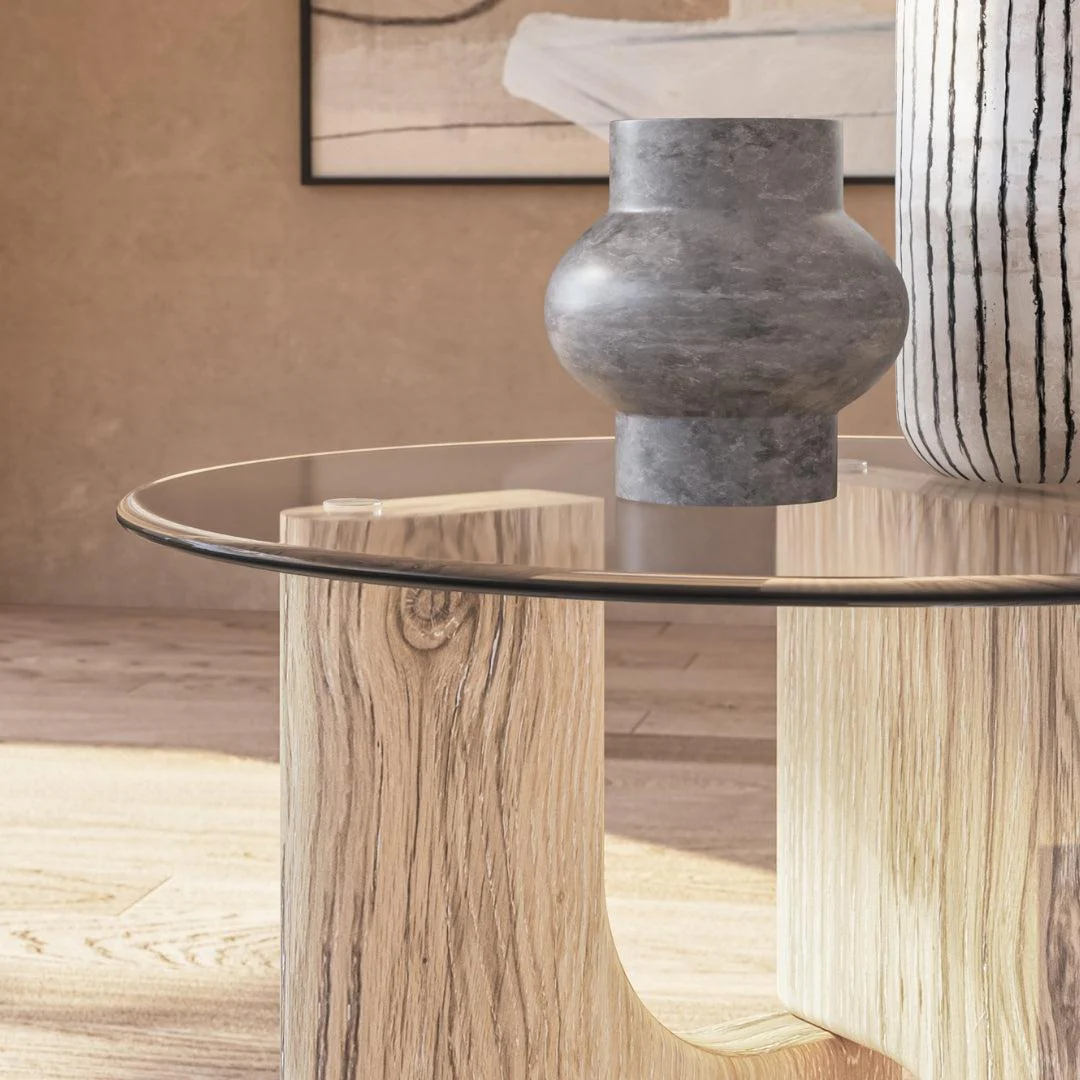 Floema Side Table with glass top - Image 5