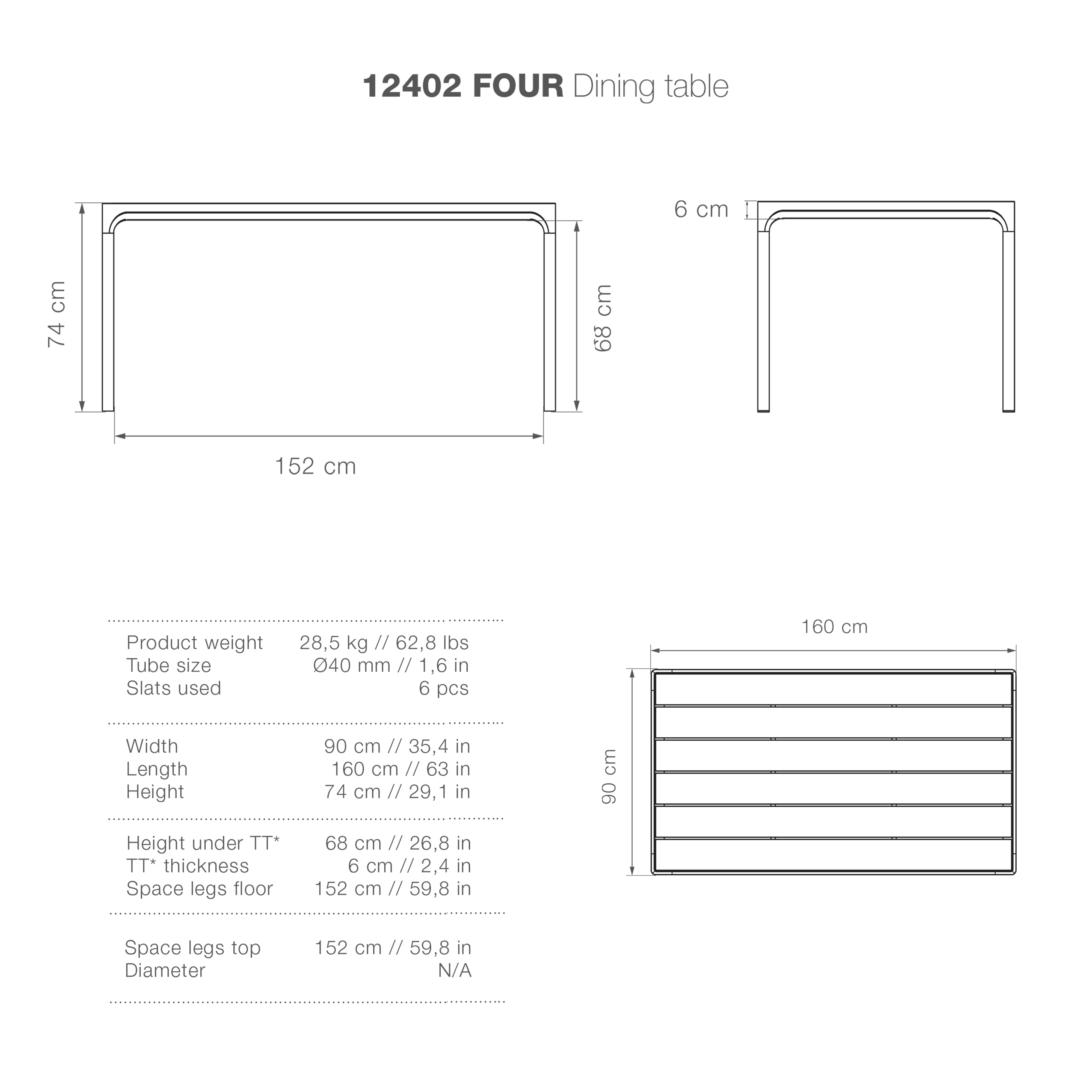 Four Table - Black Top & Frame 160(CM) - Image 7