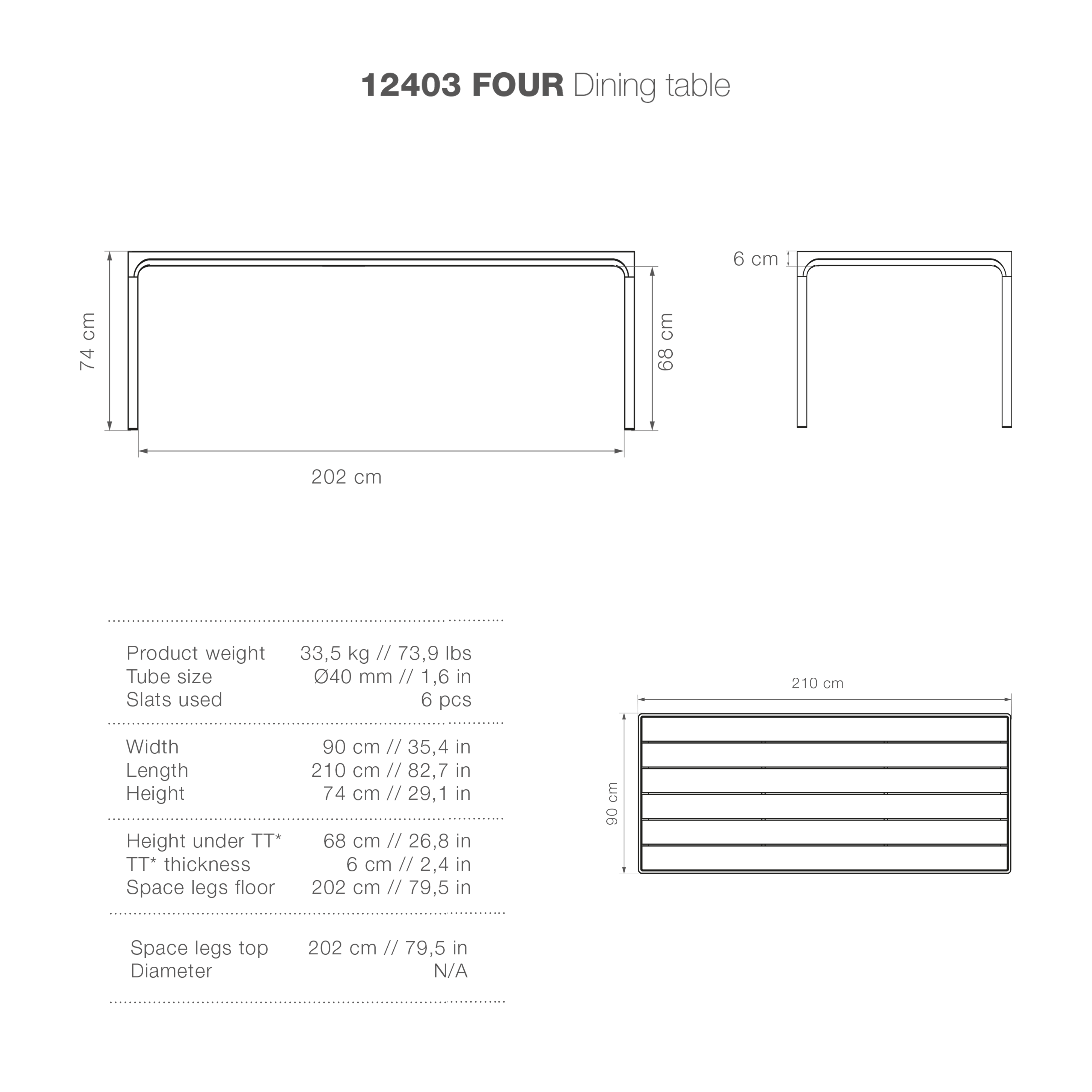 Four Table - Black Top & Frame 210(CM) - Image 8