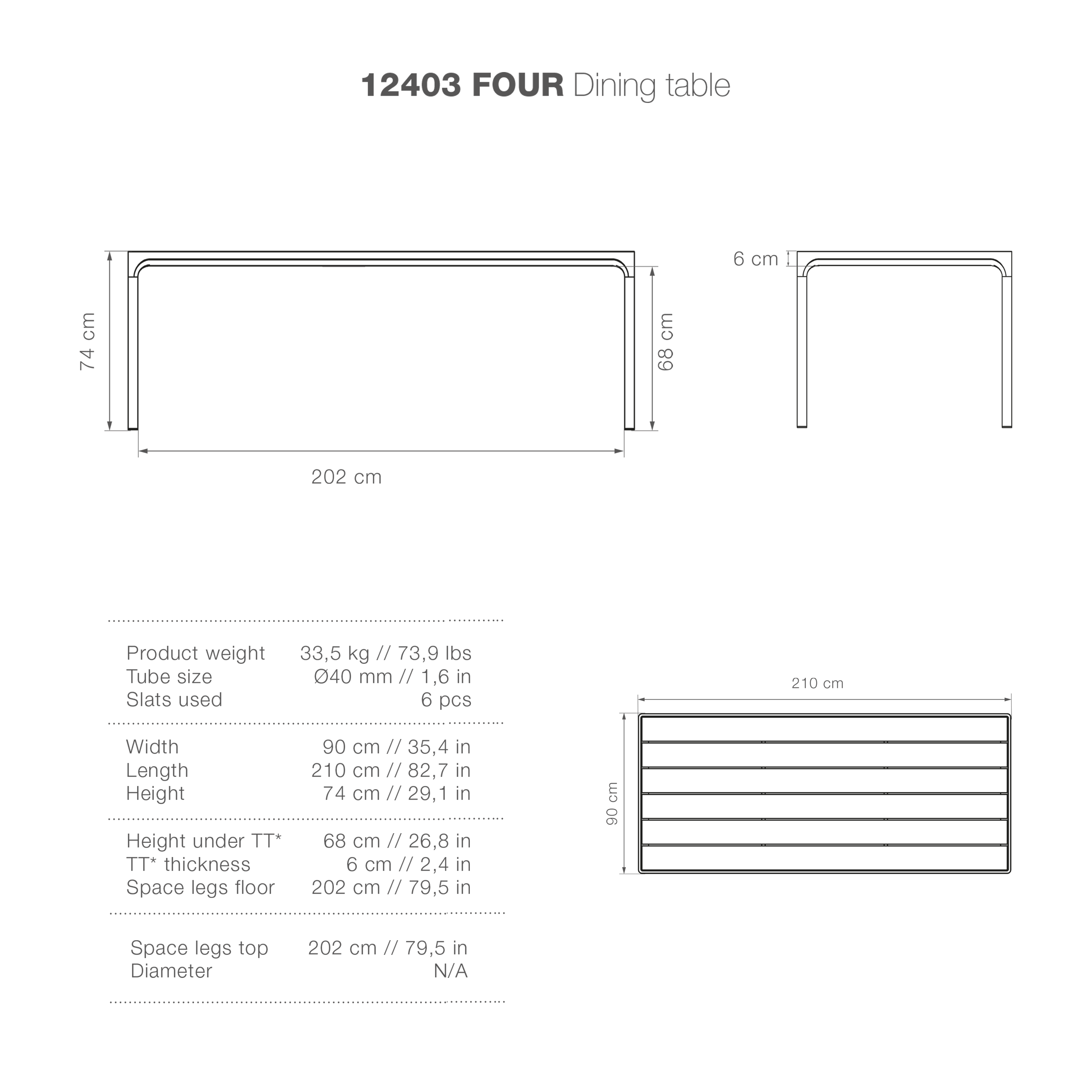 Four Table - Bamboo | Black 210(CM) - Image 10