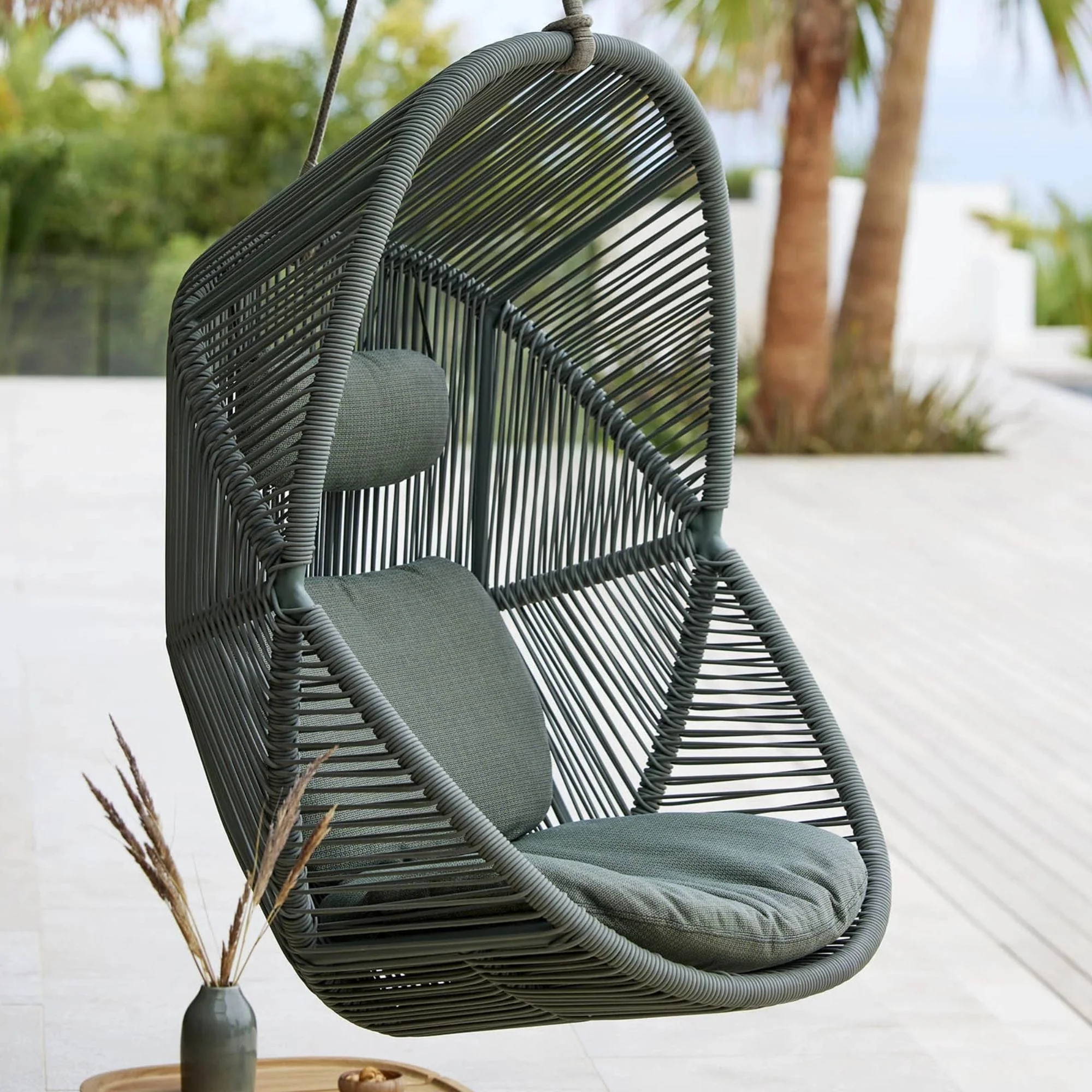 Hive Hanging Chair - Green with Green Cushions - Image 2