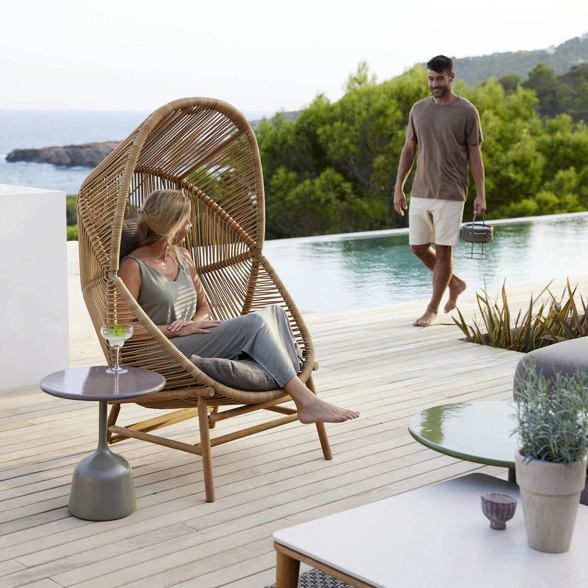 Hive Lounge Chair - Natural with Taupe Cushions - Image 2