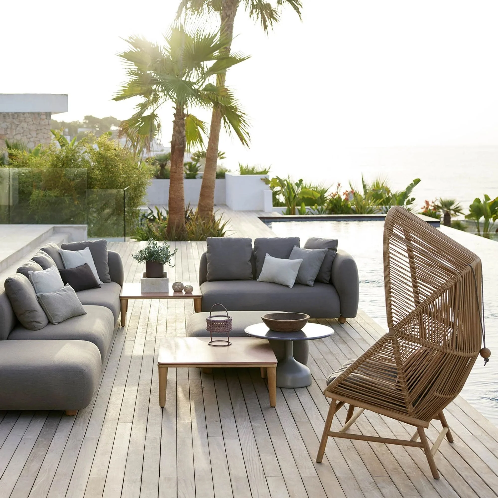 Hive Lounge Chair - Natural with Taupe Cushions - Image 3