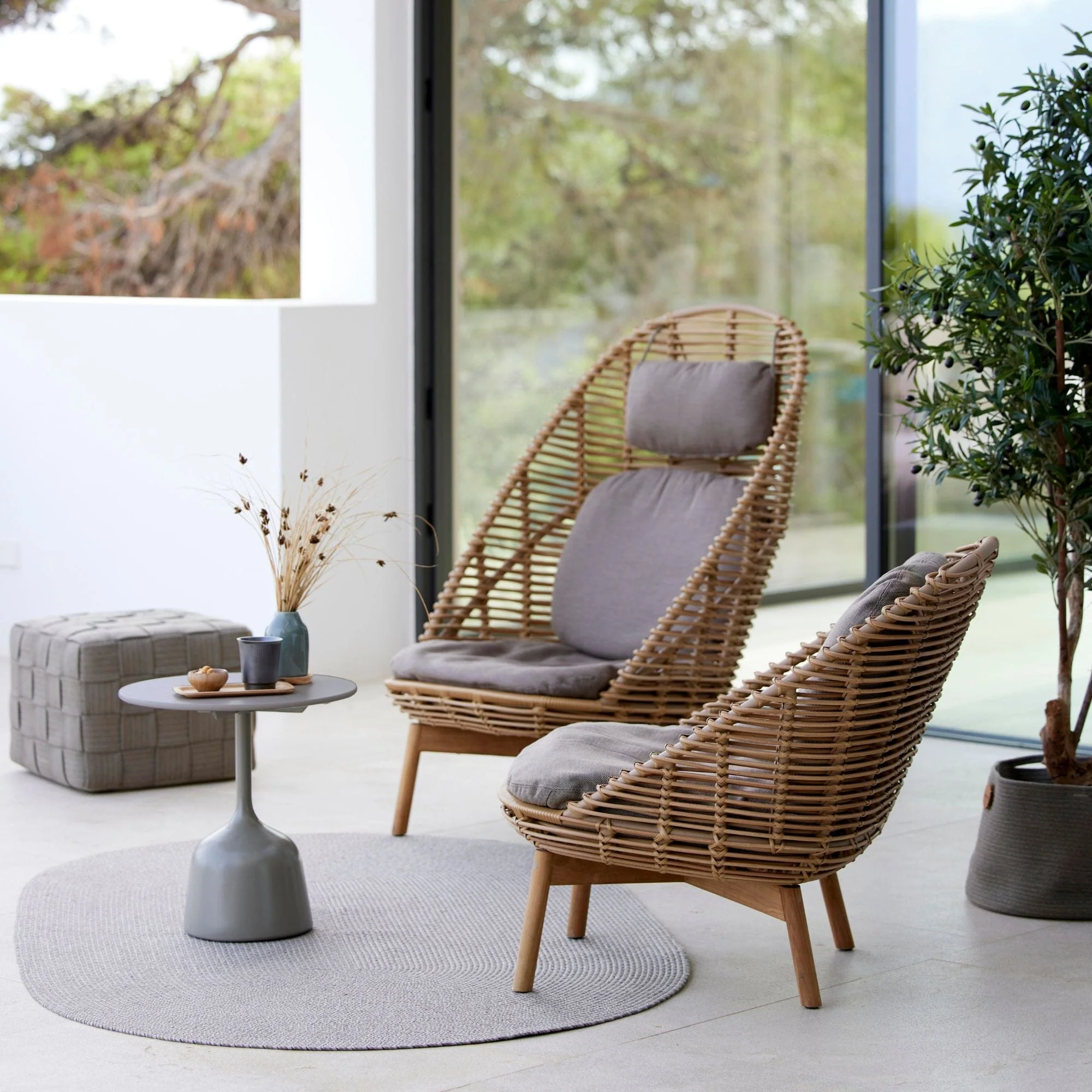 Hive Lounge Chair with Teak Legs - Natural Cushion - Image 2