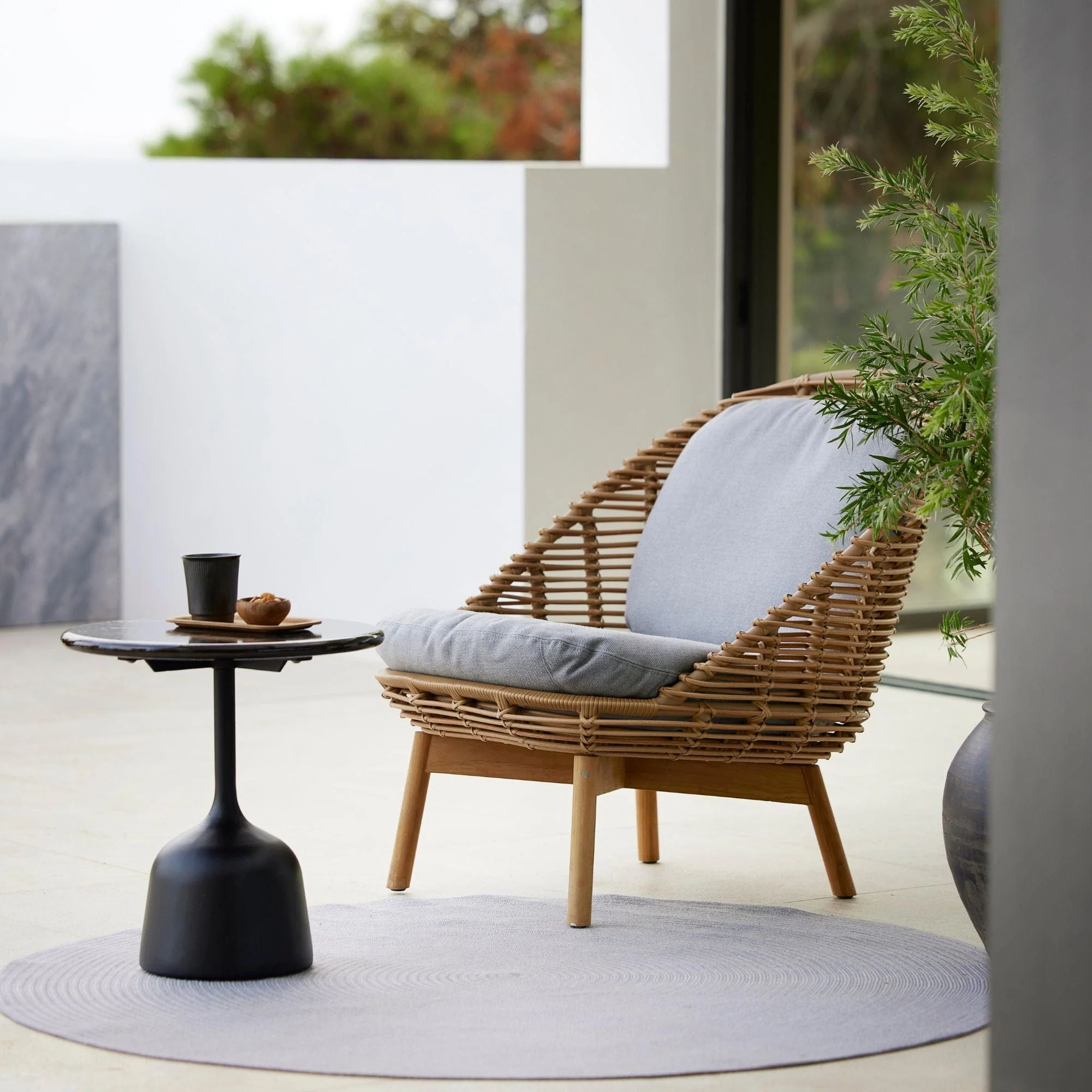 Hive Lounge Chair with Teak Legs - Natural Cushion - Image 5