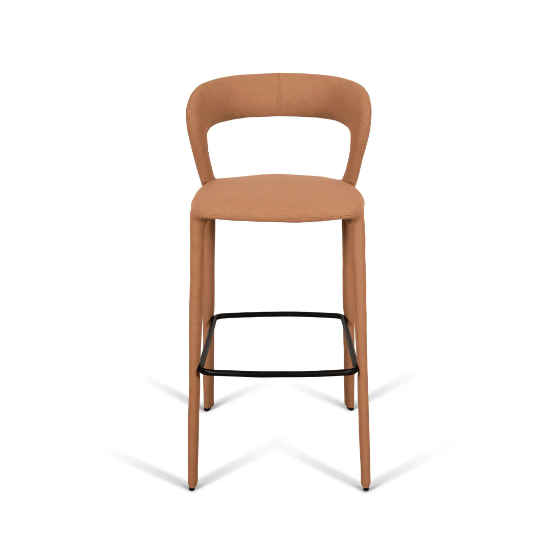 Hudson Bar Chair Butterscotch Leather Look Upholstery - Image 4