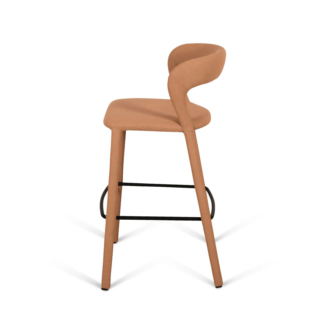 Hudson Bar Chair Butterscotch Leather Look Upholstery - Image 5