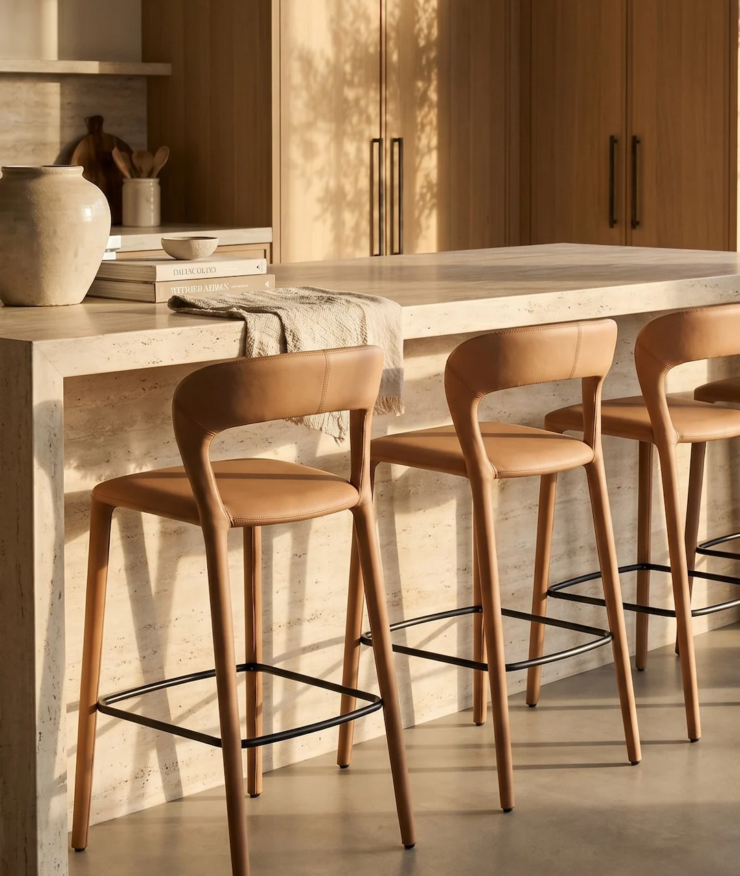 Hudson Bar Chair Butterscotch Leather Look Upholstery - Image 7