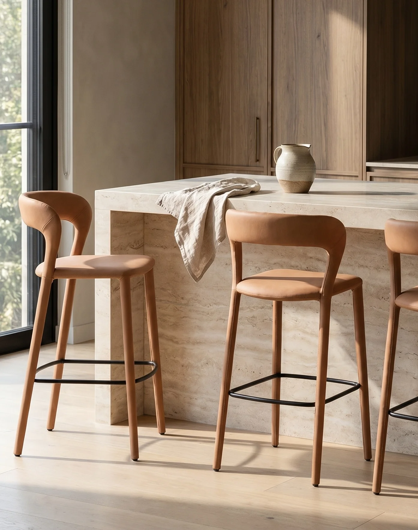 Hudson Bar Chair Butterscotch Leather Look Upholstery - Image 8