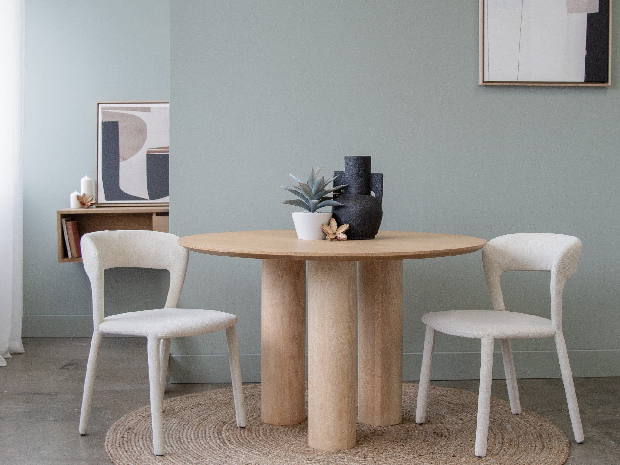 Hudson Dining Chair Vanilla Fabric Upholstery - Image 2